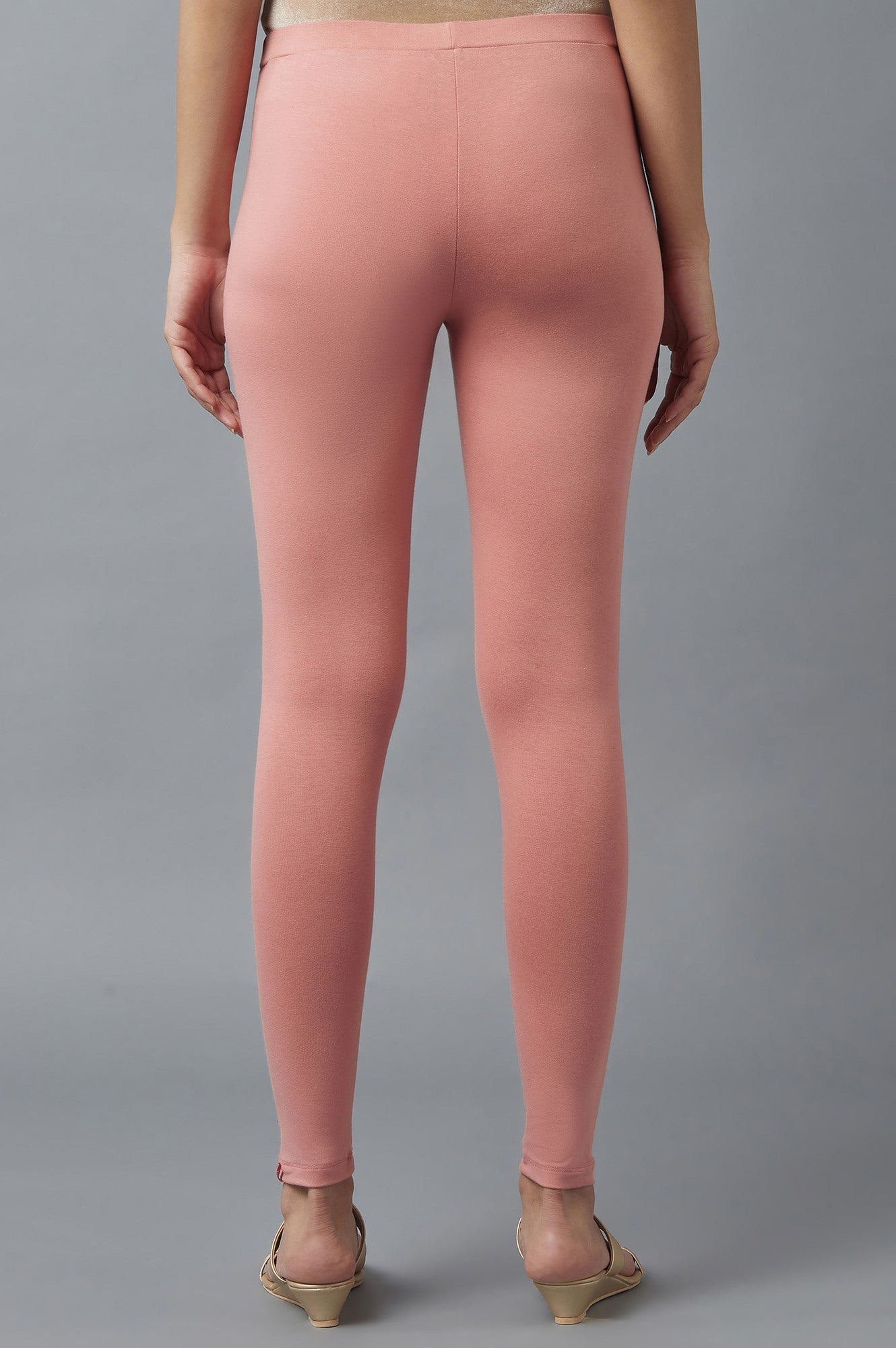 Pink Solid Cotton Tights