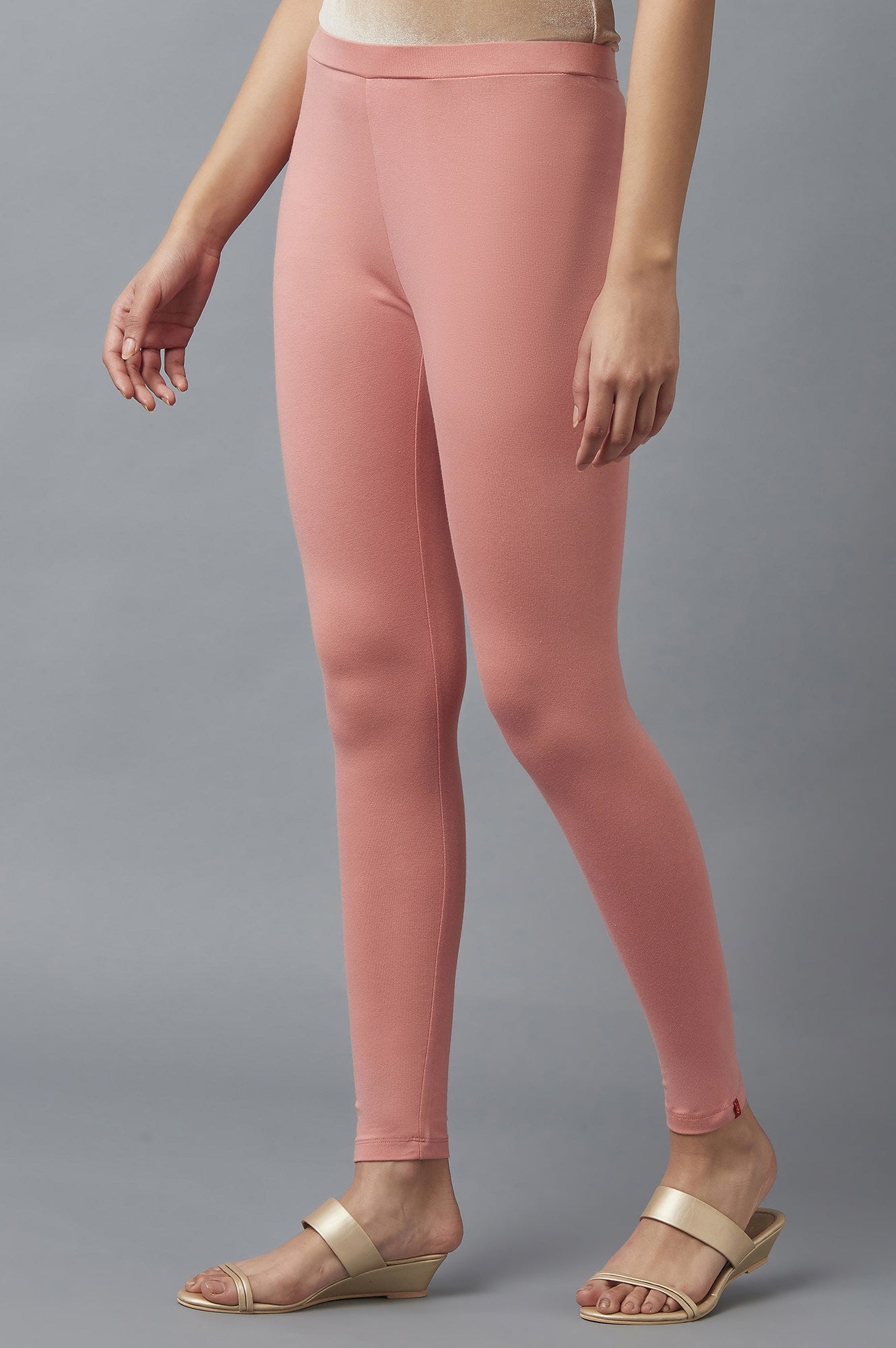 Pink Solid Cotton Tights