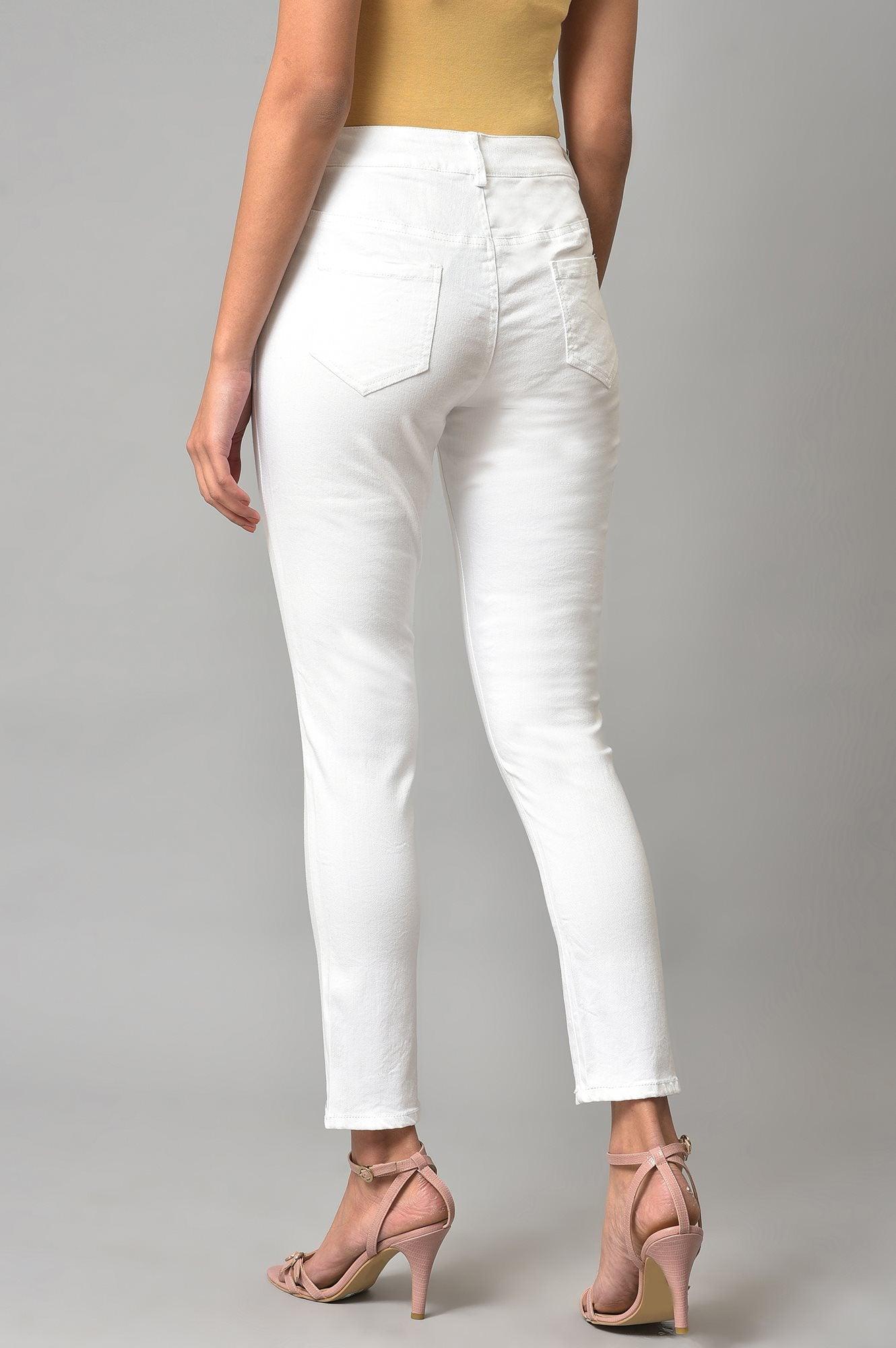 White Denim Casual Jeggings - wforwoman