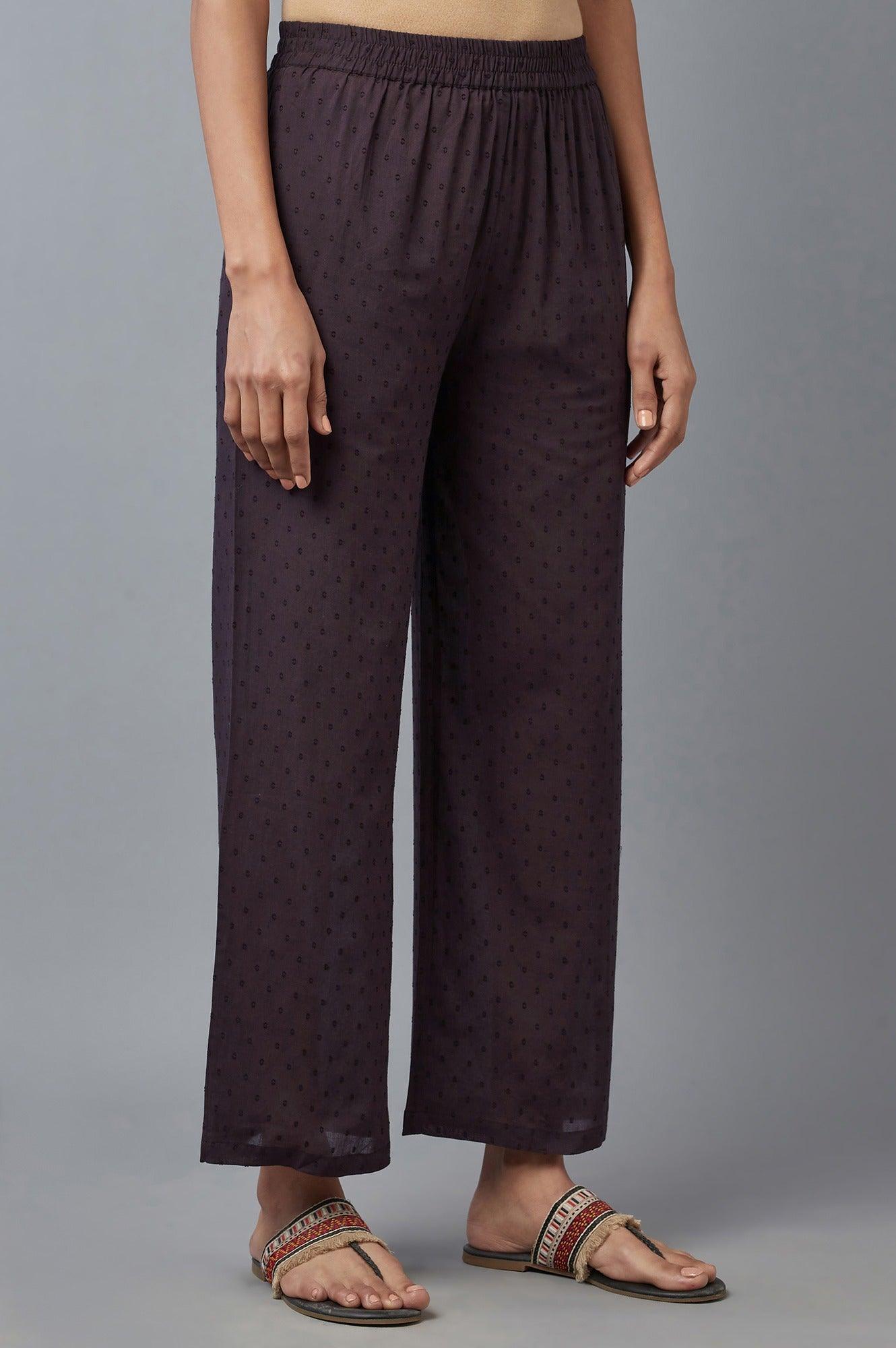 Dark Brown Fully Elastication Parallel Pants - wforwoman