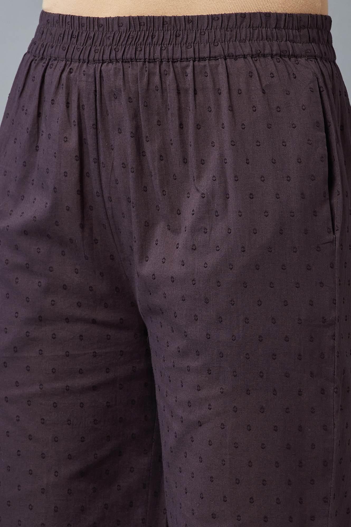 Dark Brown Fully Elastication Parallel Pants - wforwoman