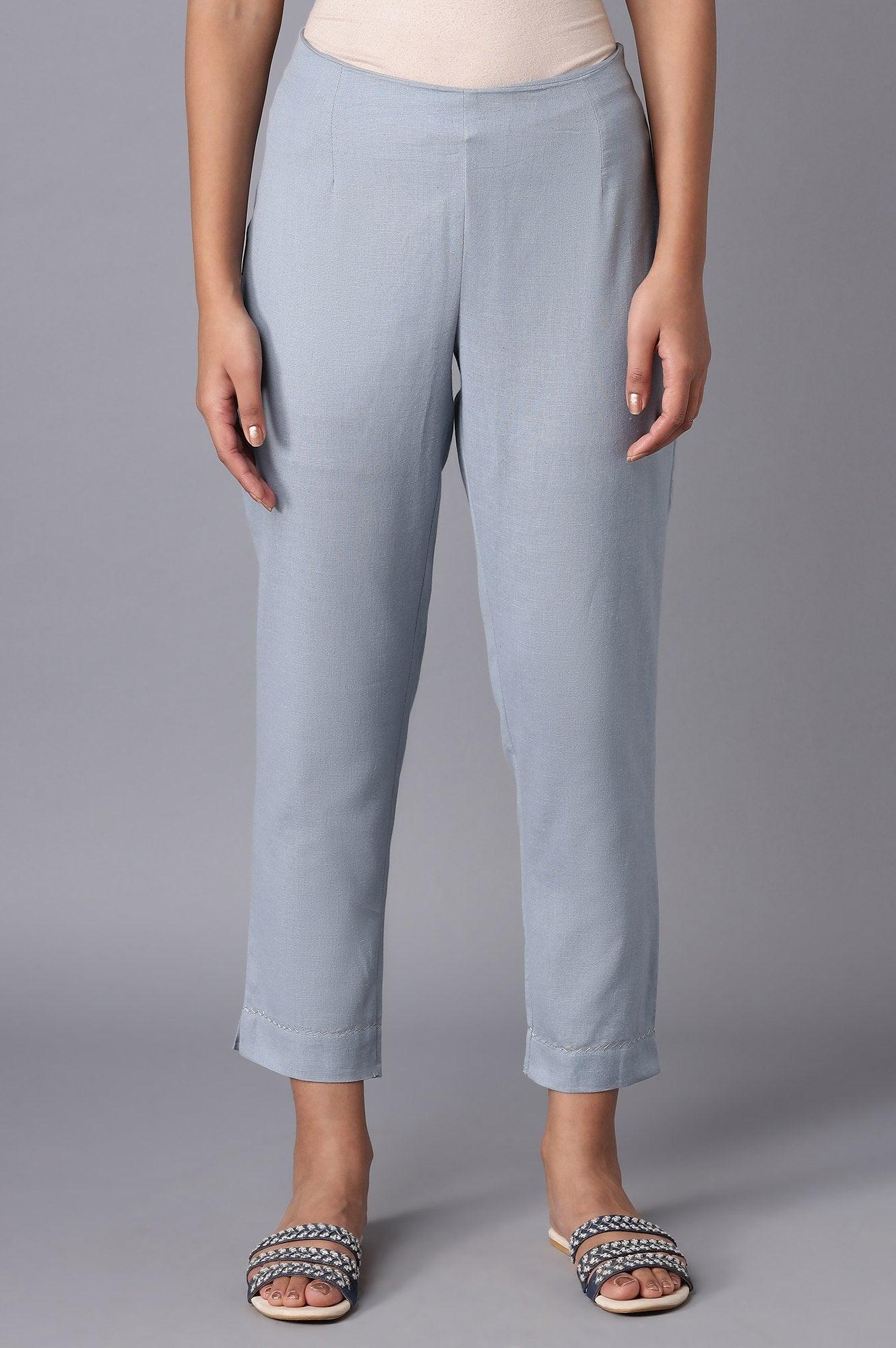 Blue Chambray Slim Pants - wforwoman