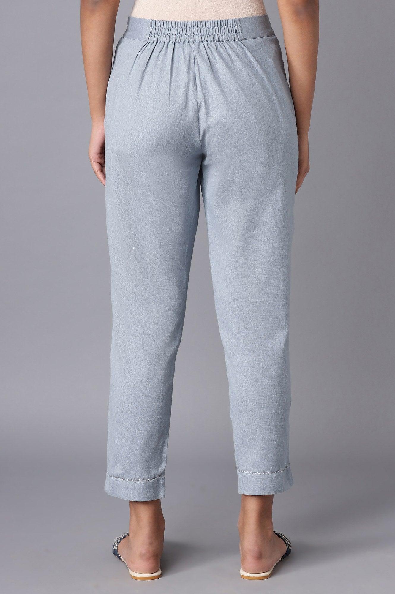 Blue Chambray Slim Pants - wforwoman