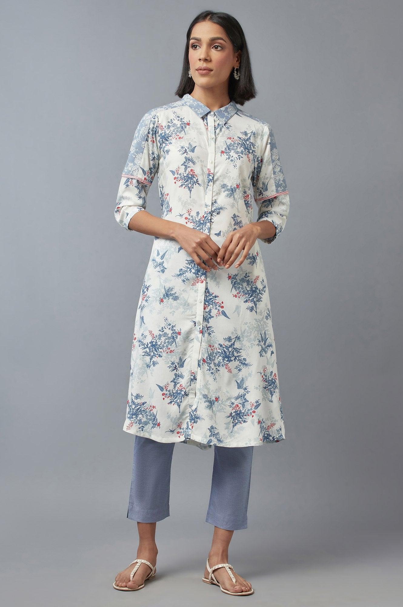 Chambray Blue Slim Pants - wforwoman