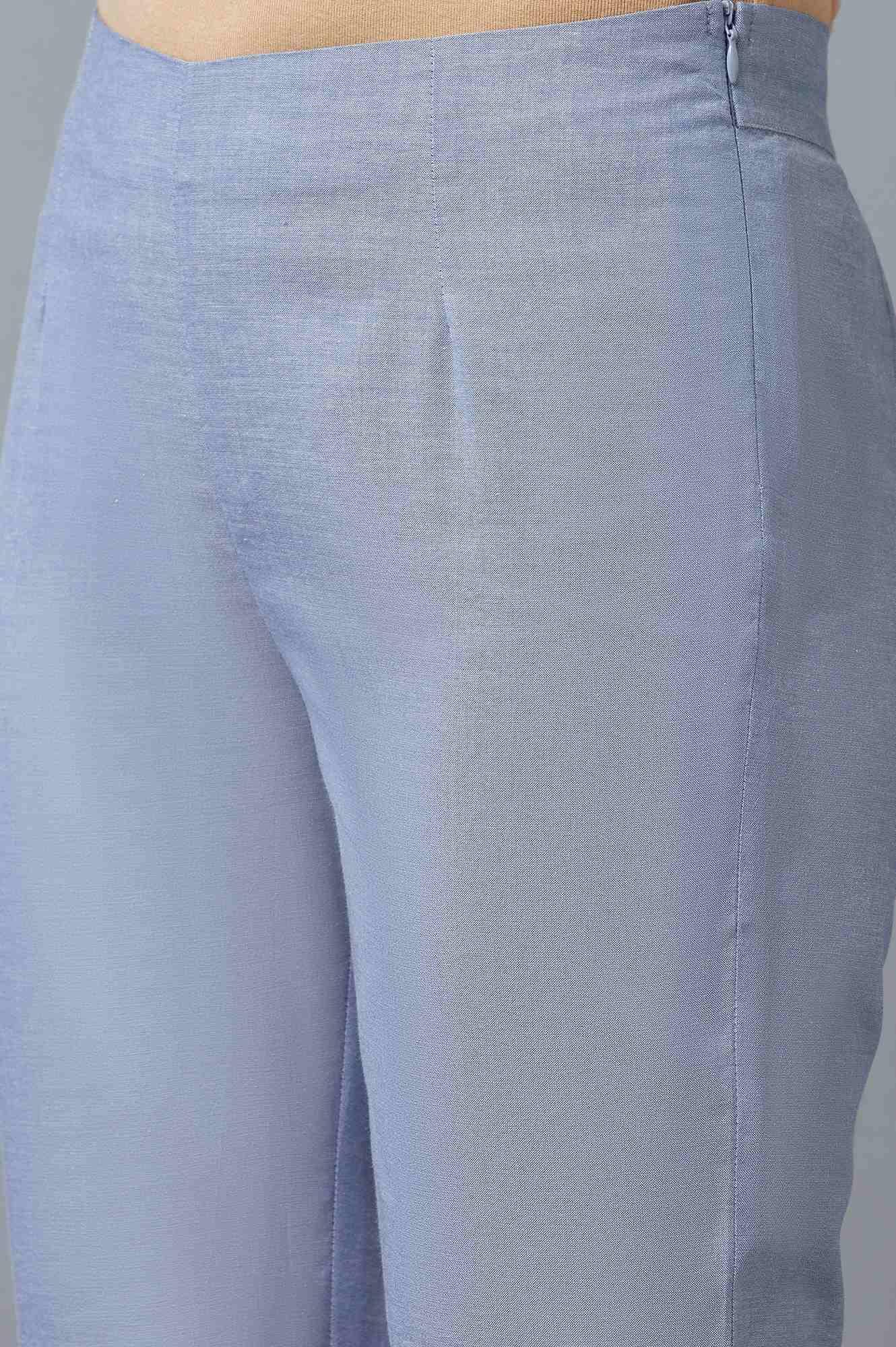 Chambray Blue Slim Pants - wforwoman