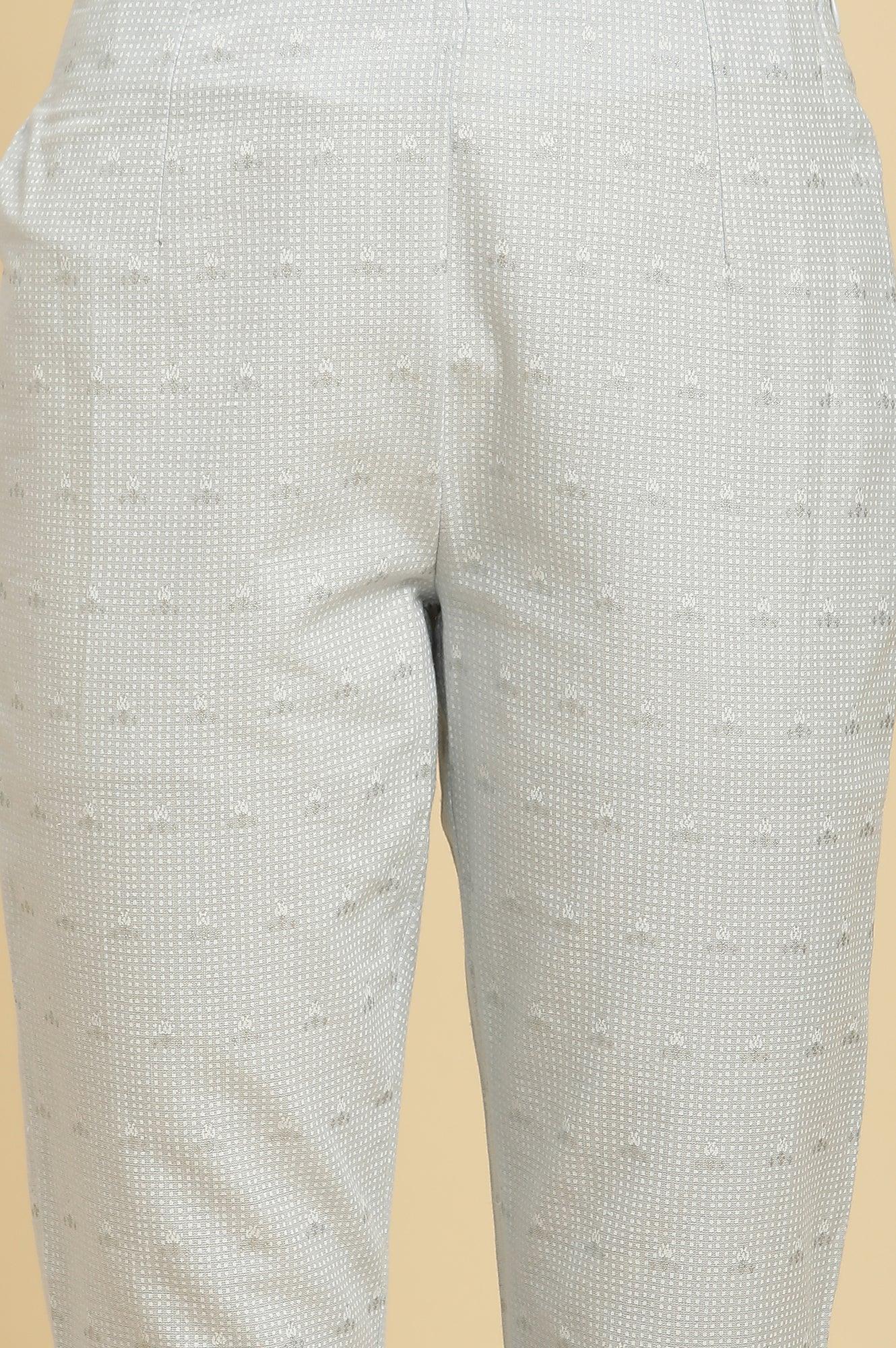 Blue Round Neck Kurta And Slim Pants Set - wforwoman