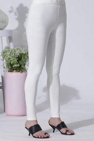 White & Grey Printed Cotton Dress And Tights Set