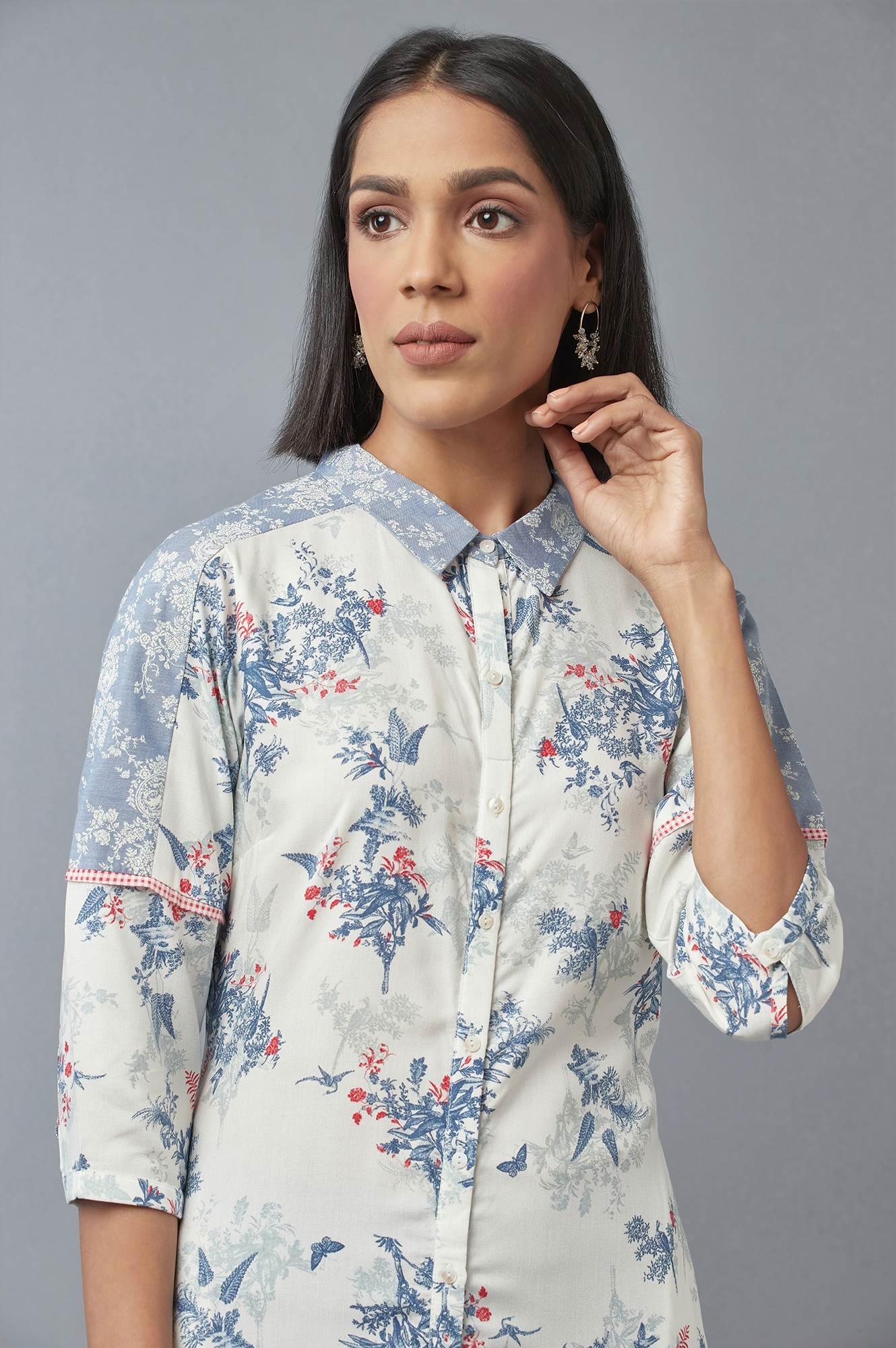 Bright White Floral Printed Dress & Pants Set - wforwoman