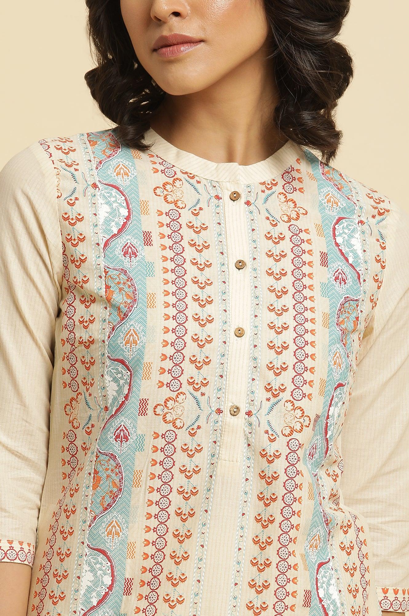 Multi-Coloured Kurta & Parallel Pants Set - wforwoman