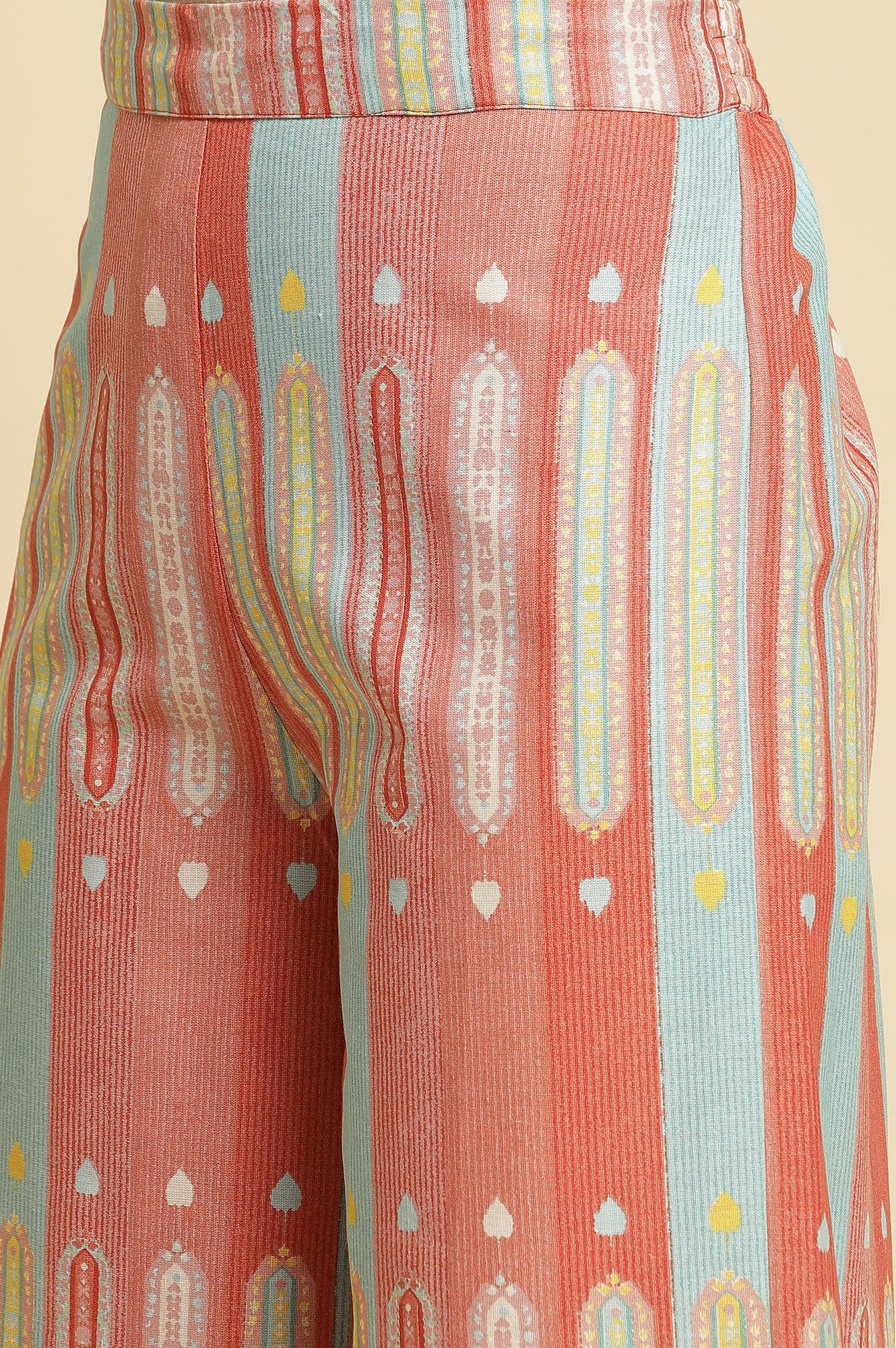 Orange Printed Kurta & Parallel Pants Set - wforwoman