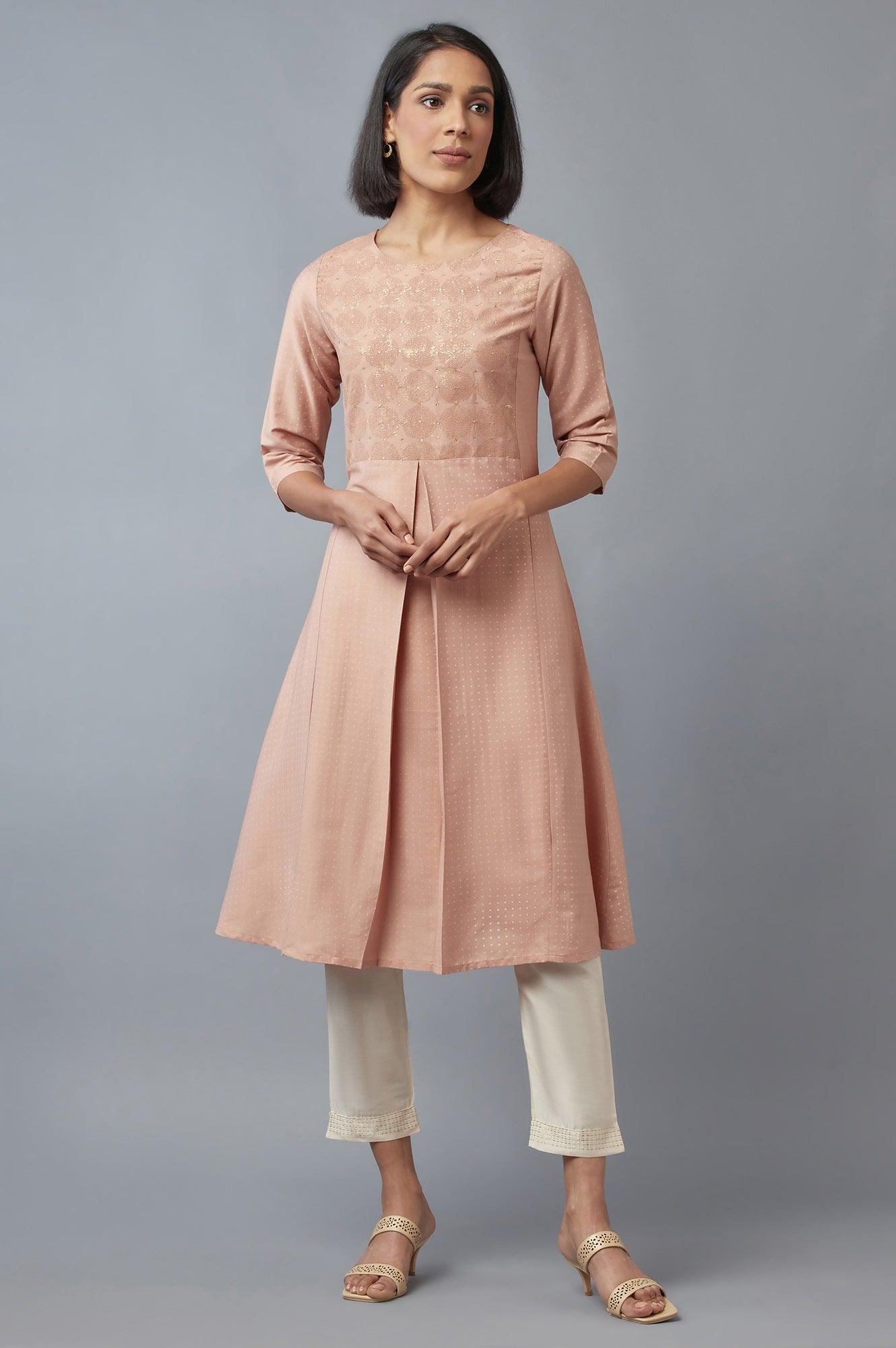 Pink Embellished kurta & Pants Set - wforwoman