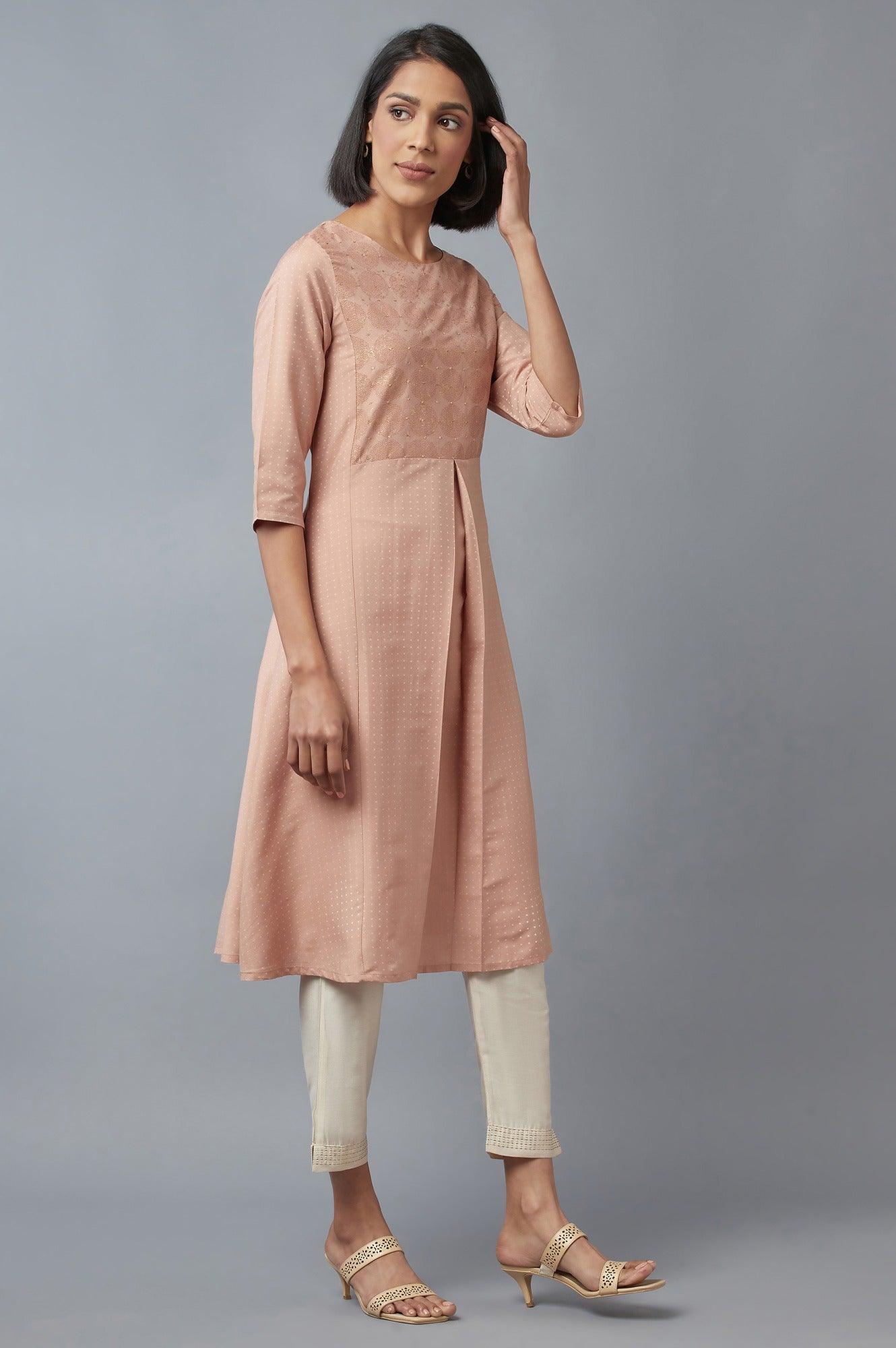 Pink Embellished kurta & Pants Set - wforwoman