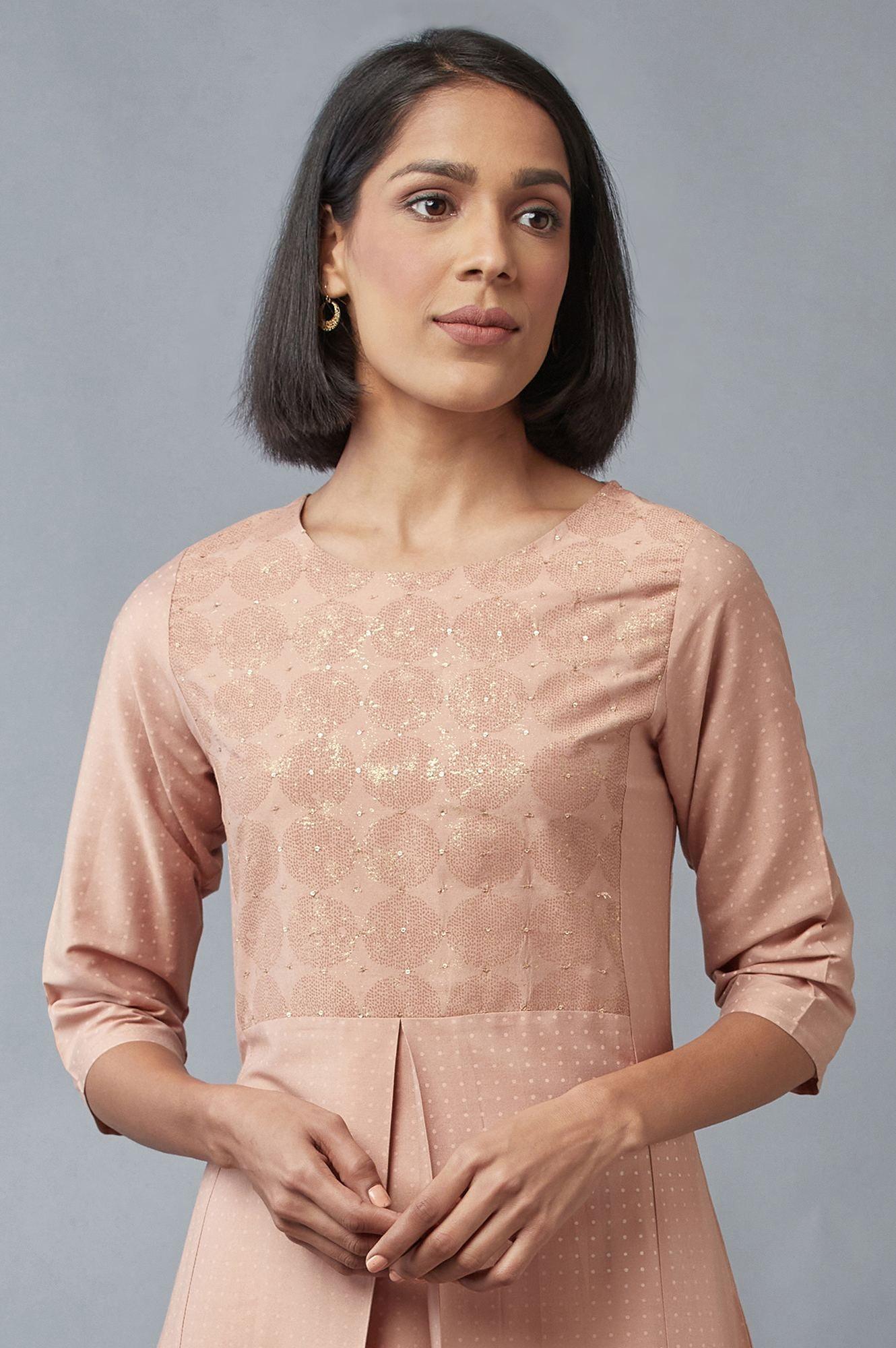 Pink Embellished kurta & Pants Set - wforwoman