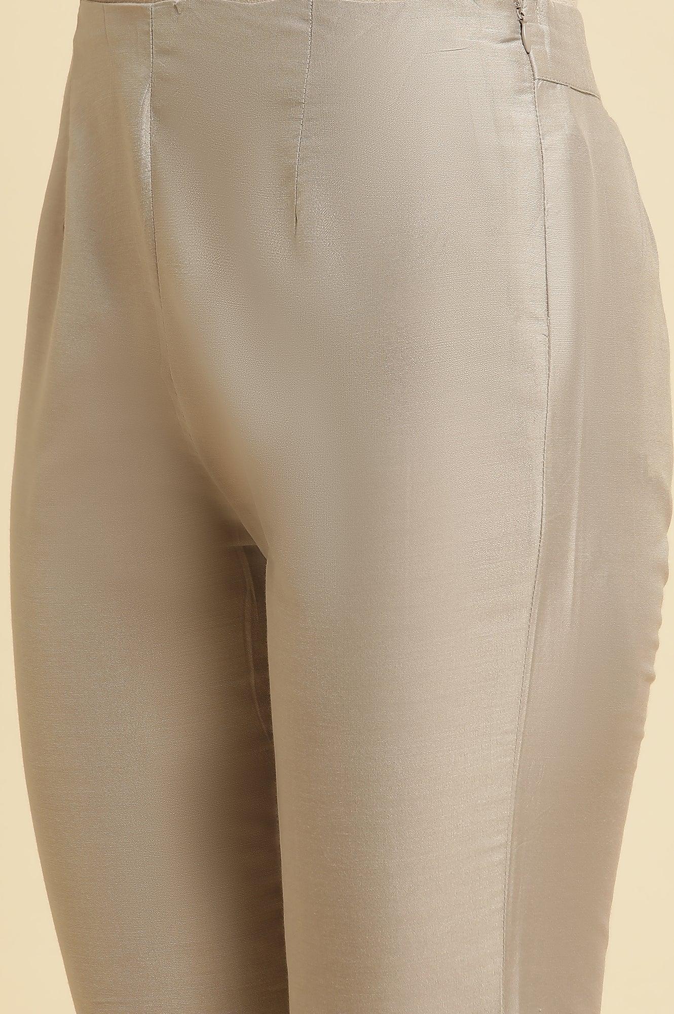 Smoke Grey A-Line Printed Kurta & Pants Set - wforwoman