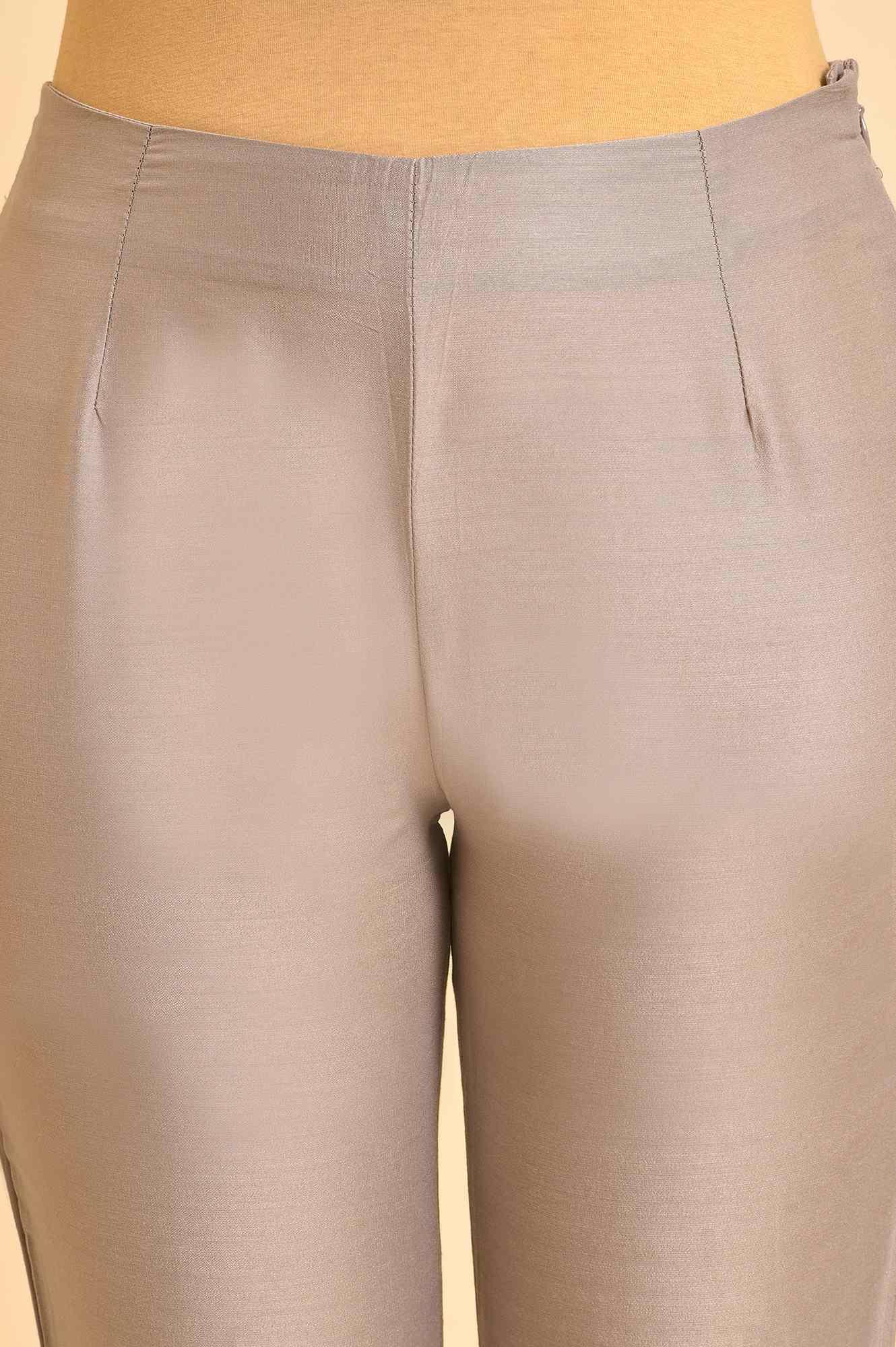 Grey High-Low Kurta And Pants Set - wforwoman