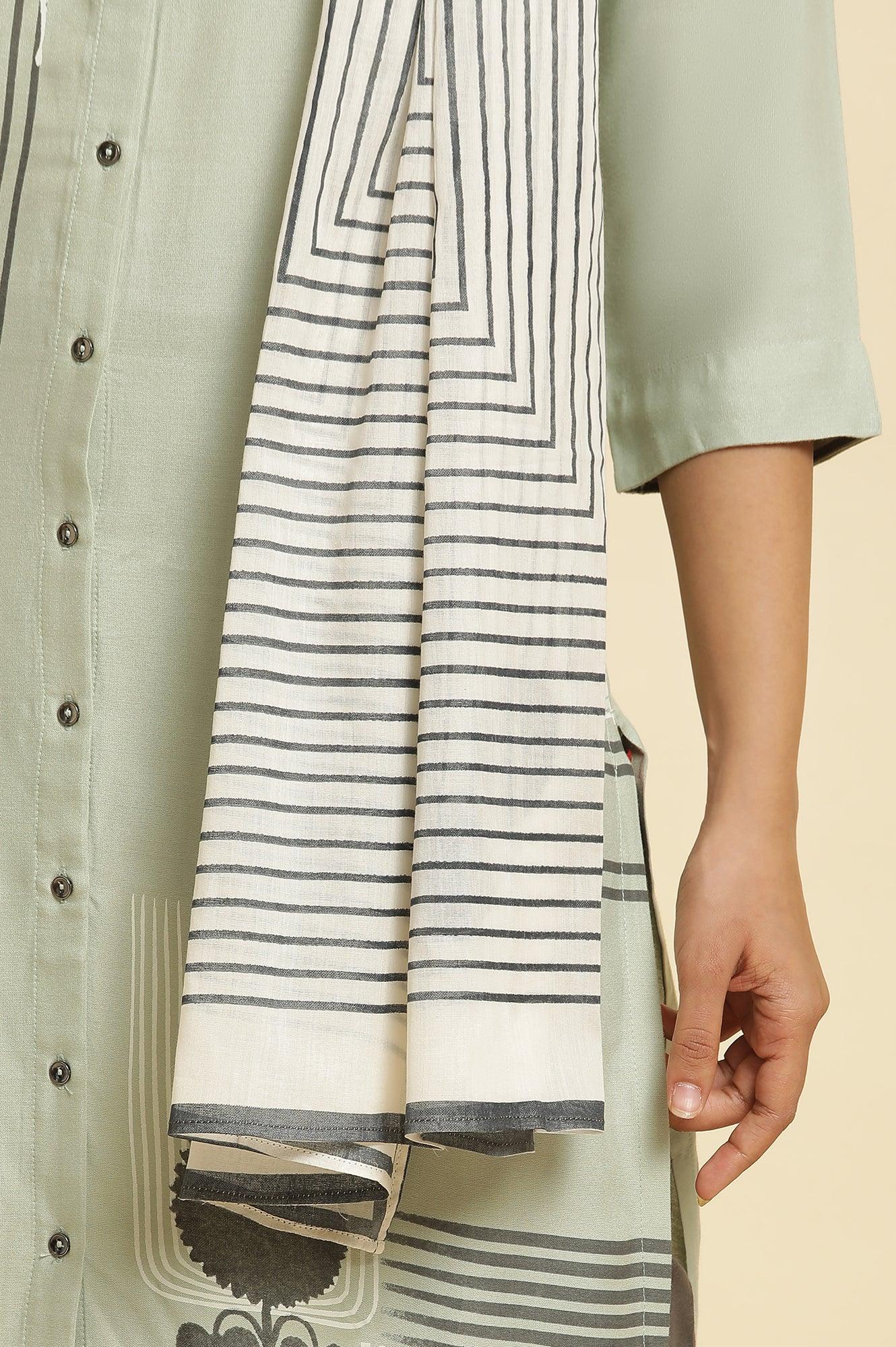 Sage Green Printed Kurta, Pants & Dupatta - wforwoman
