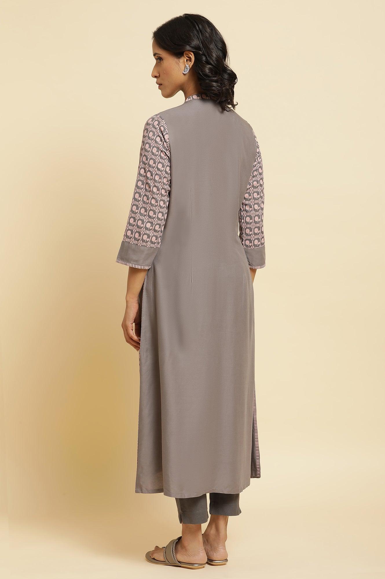 Pink Printed Kurta & Pants Set - wforwoman