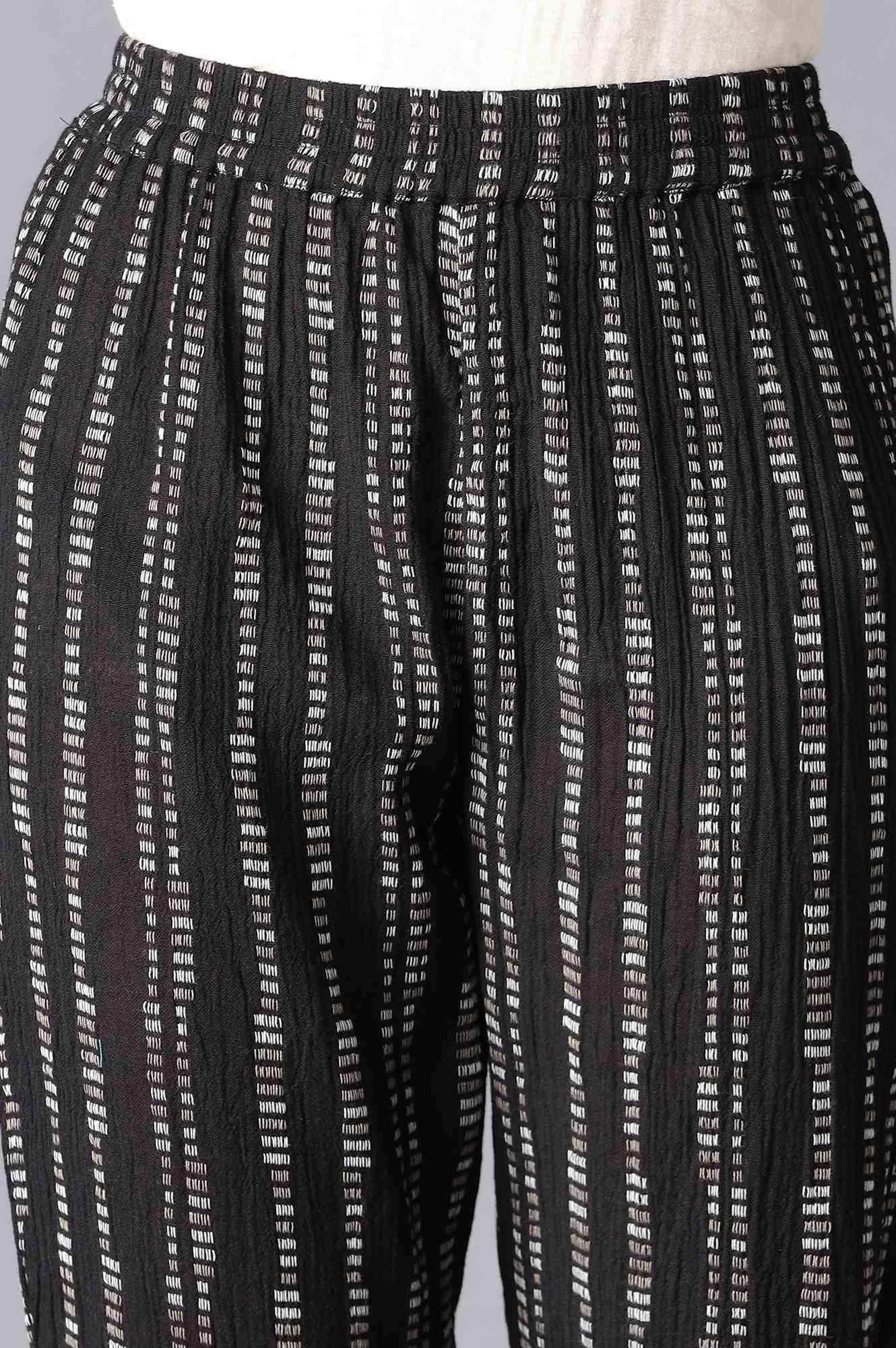 Black Cotton Sleeveless kurta With Slim Pants - wforwoman