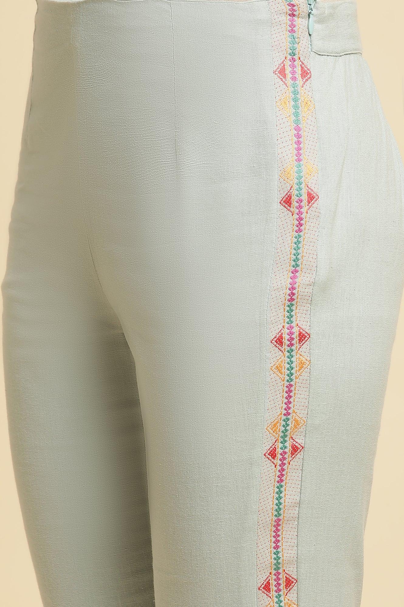 Blue Cotton Dobby Kurta & Pants Set - wforwoman