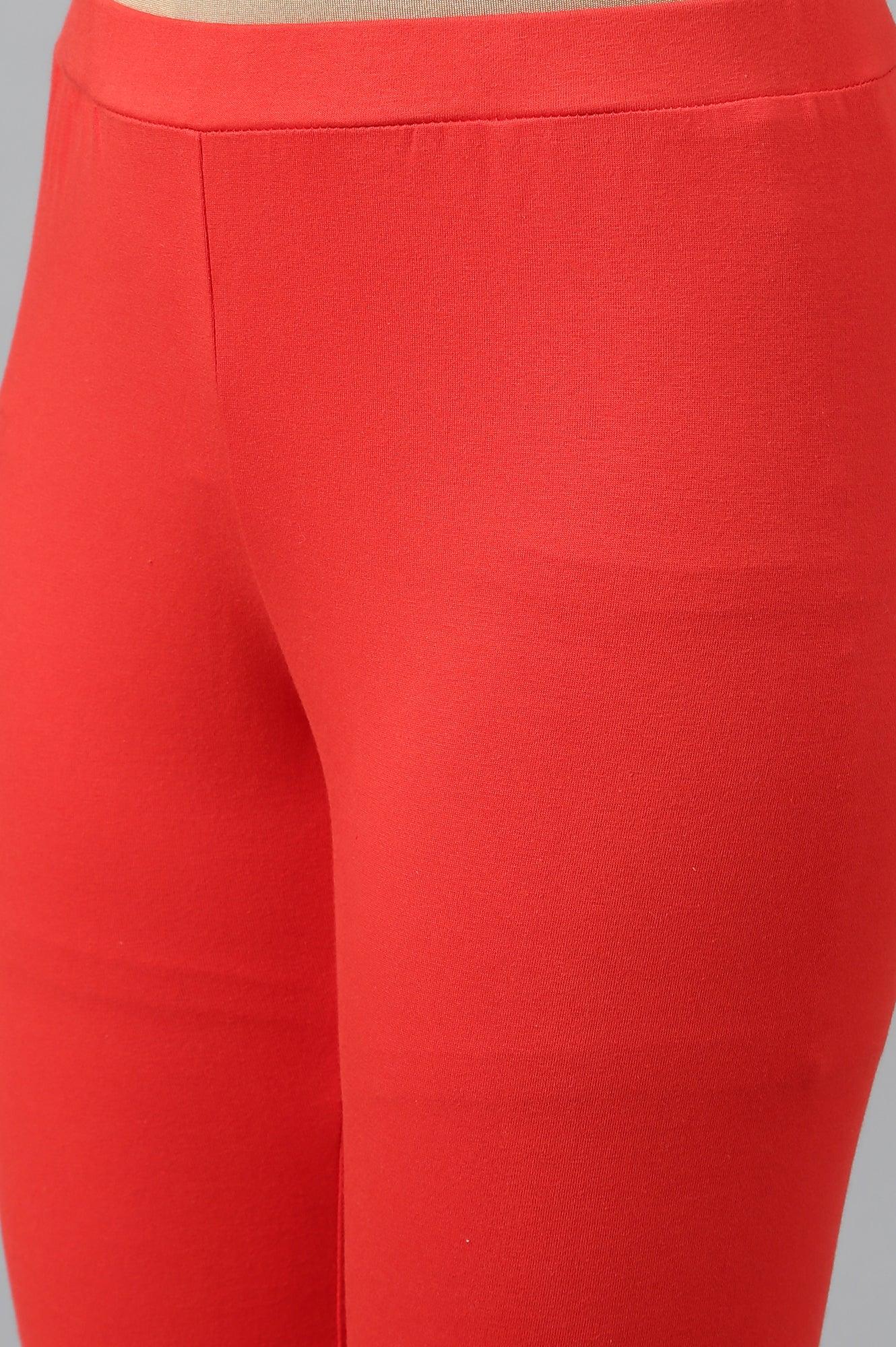 Ecru Dobby kurta, Red Tights And Butta Dobby Dupatta Set - wforwoman