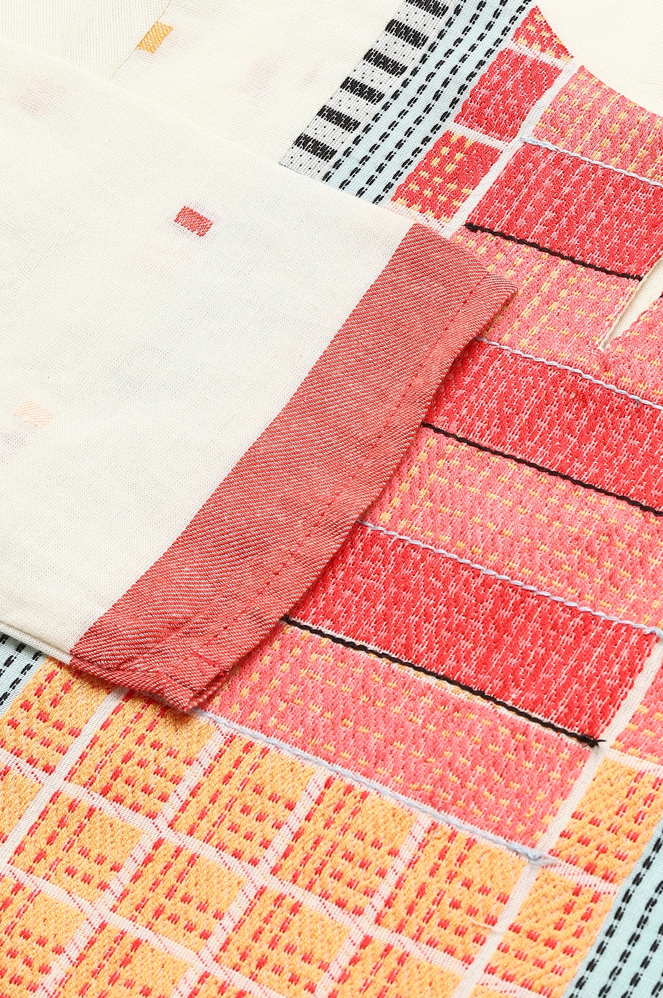 White Cotton Dobby Straight Kurta, Leggings and Butta Dobby Dupatta Set