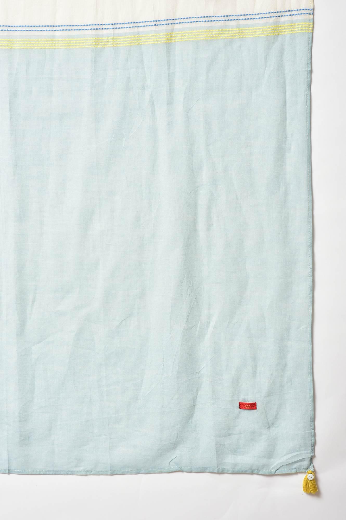 Ecru Rayon Dobby kurta With Yellow Parallel Pants And Ecru Dupatta - wforwoman