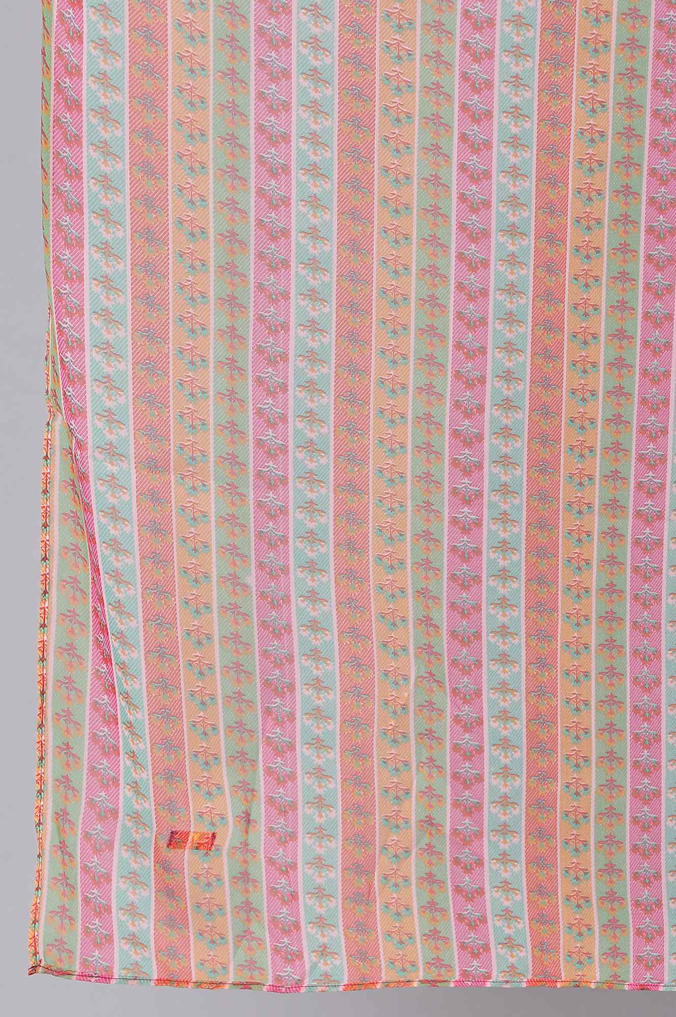 Aqua Blue Embroidered kurta With Printed Parallel Pants And Chiffon Dupatta