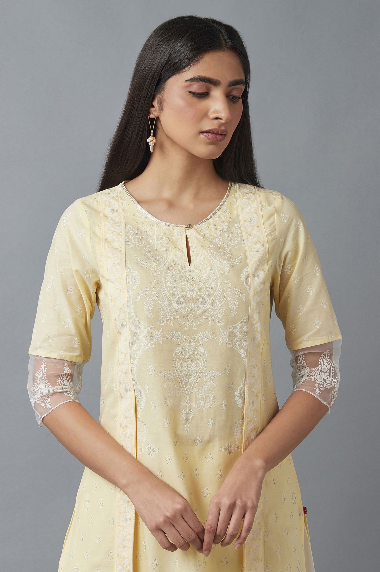 Yellow Mock Layer kurta & Palazzo Set