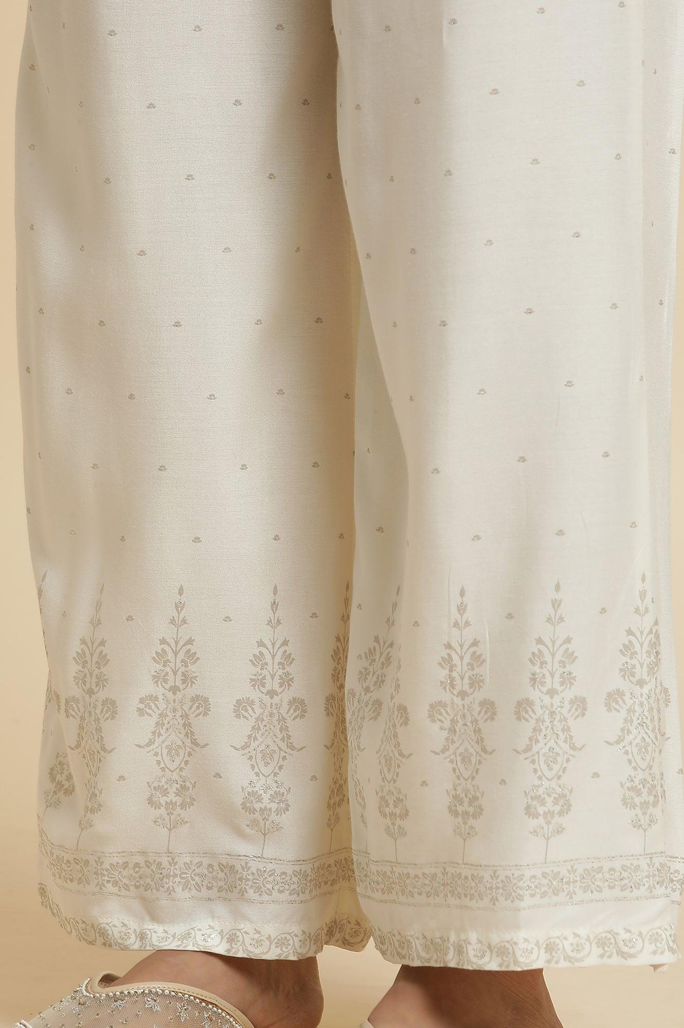 Grey Embroidered Kurta & Parallel Pants Set - wforwoman