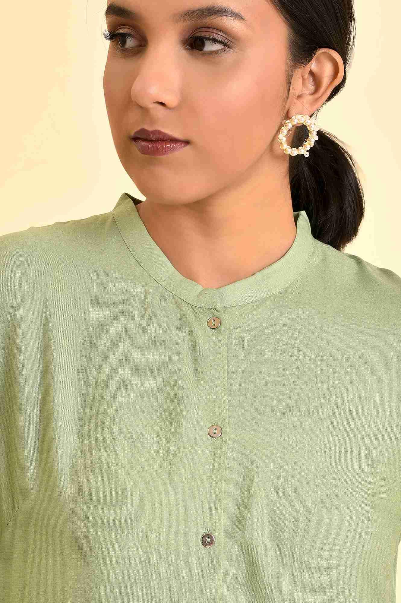 Fern Green Printed Kurta And Pants Set - wforwoman