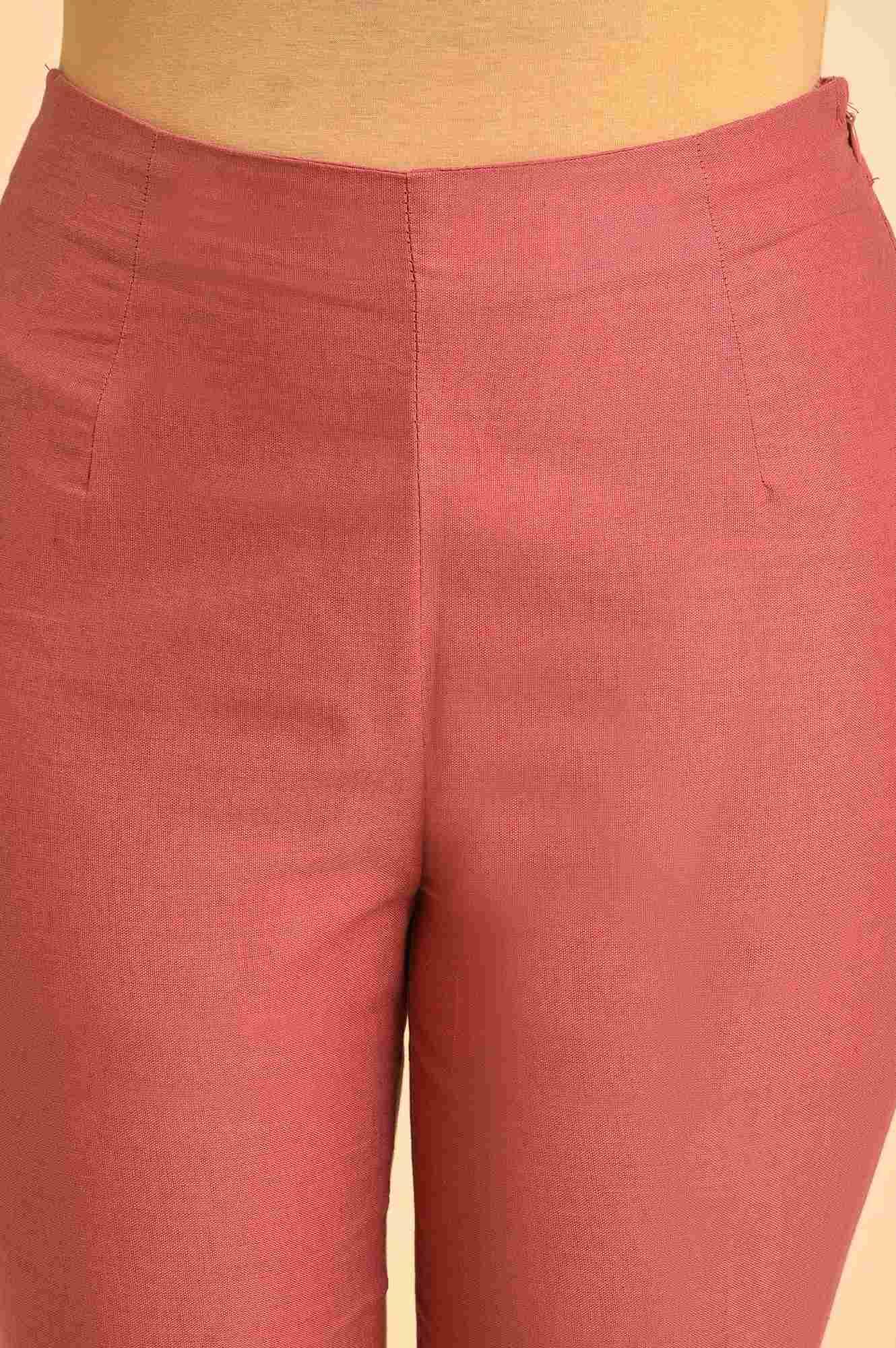 Light Red Chawal Taka Kurta, Pants And Dupatta - wforwoman