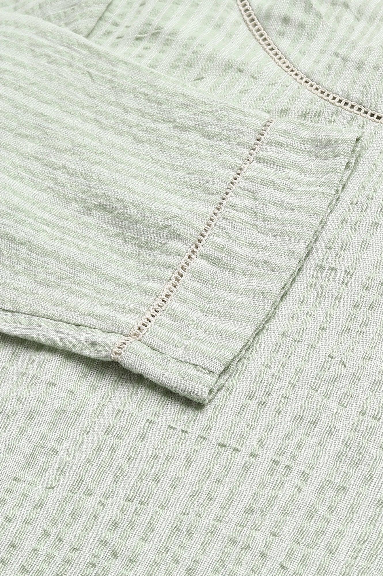 Pistachio Green kurta, Embroidered Slim Pants And Dupatta Set - wforwoman