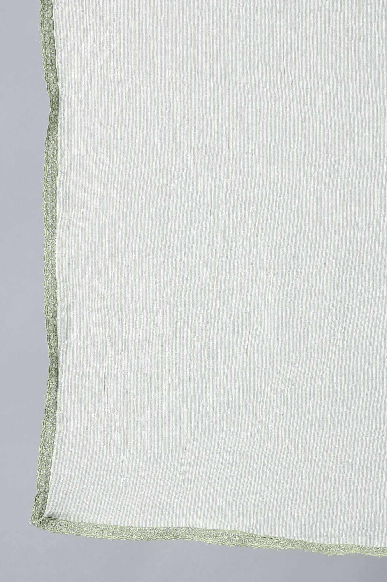 Sage Green kurta, Ecru Pants And Dupatta Set - wforwoman