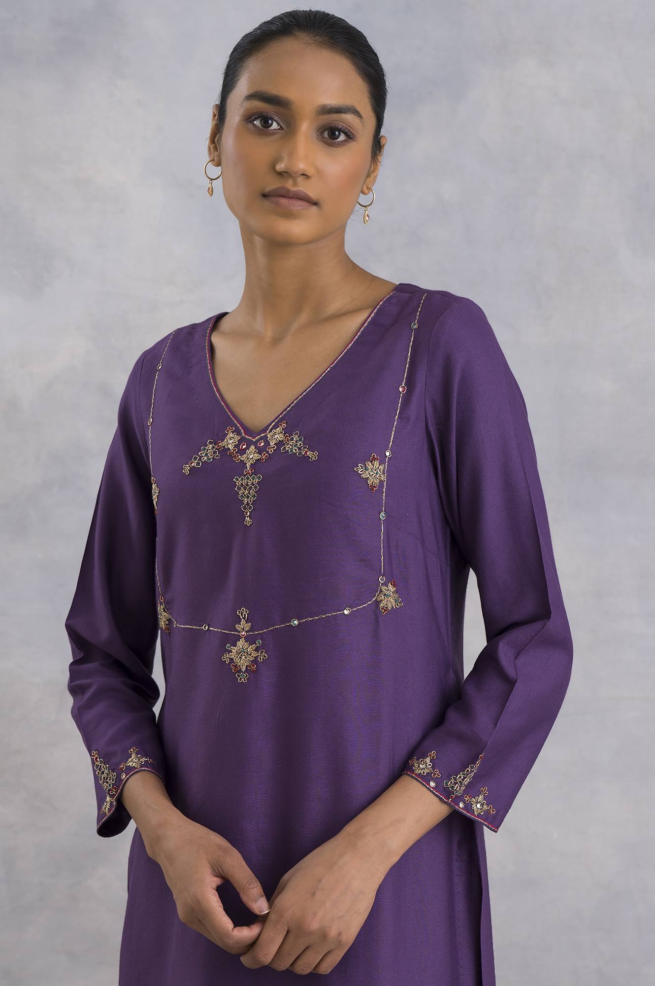 Purple Zardozi Embroidered kurta