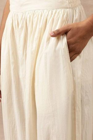 Ecru Pleated Hem Salwar Pants - wforwoman