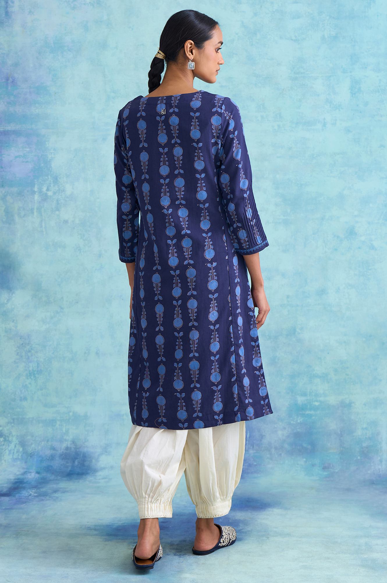 Dark Blue Handblock Print kurta