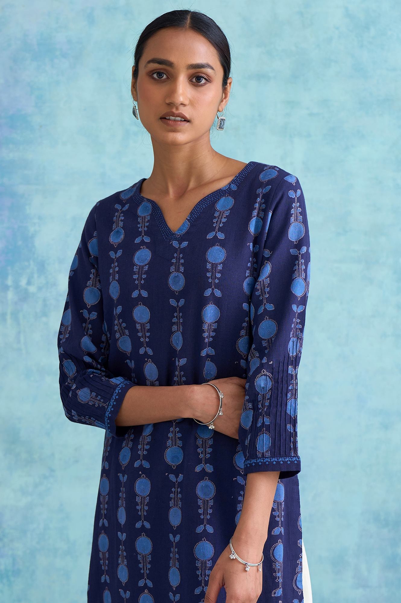 Dark Blue Handblock Print kurta