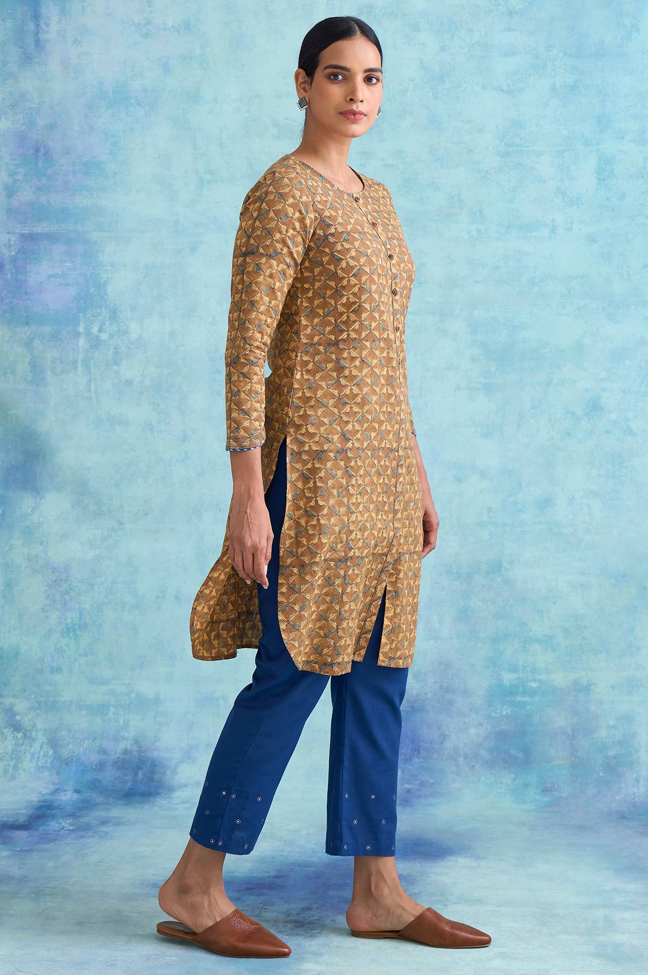 Folksong By W Brown Handblock Print Cotton kurta