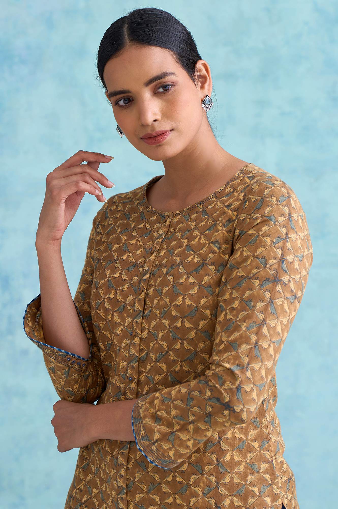Folksong By W Brown Handblock Print Cotton kurta