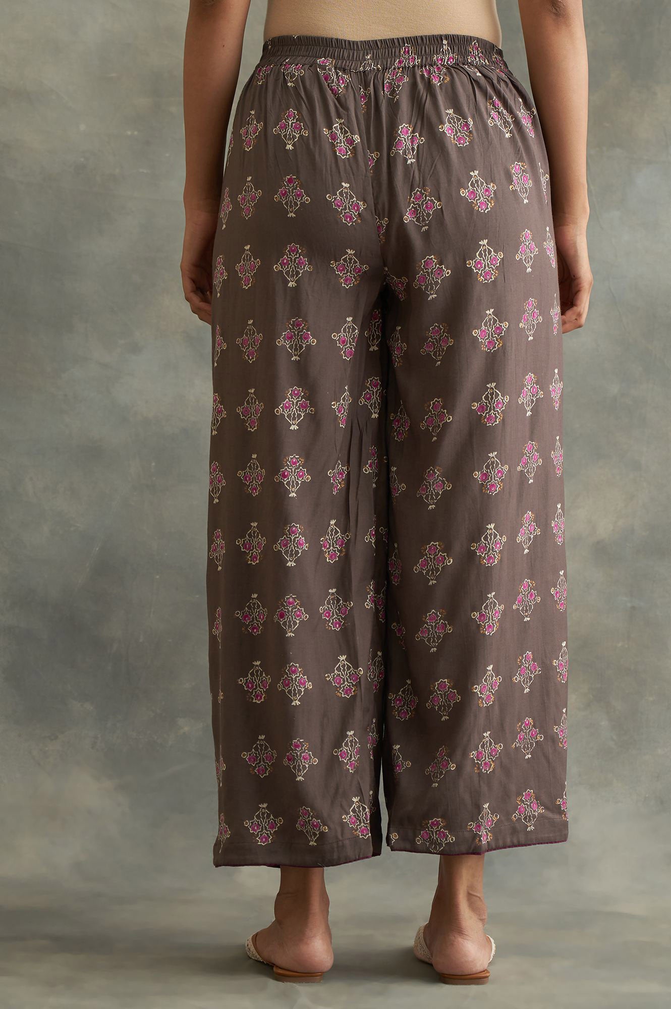 Dark Grey Printed Parallel Pants