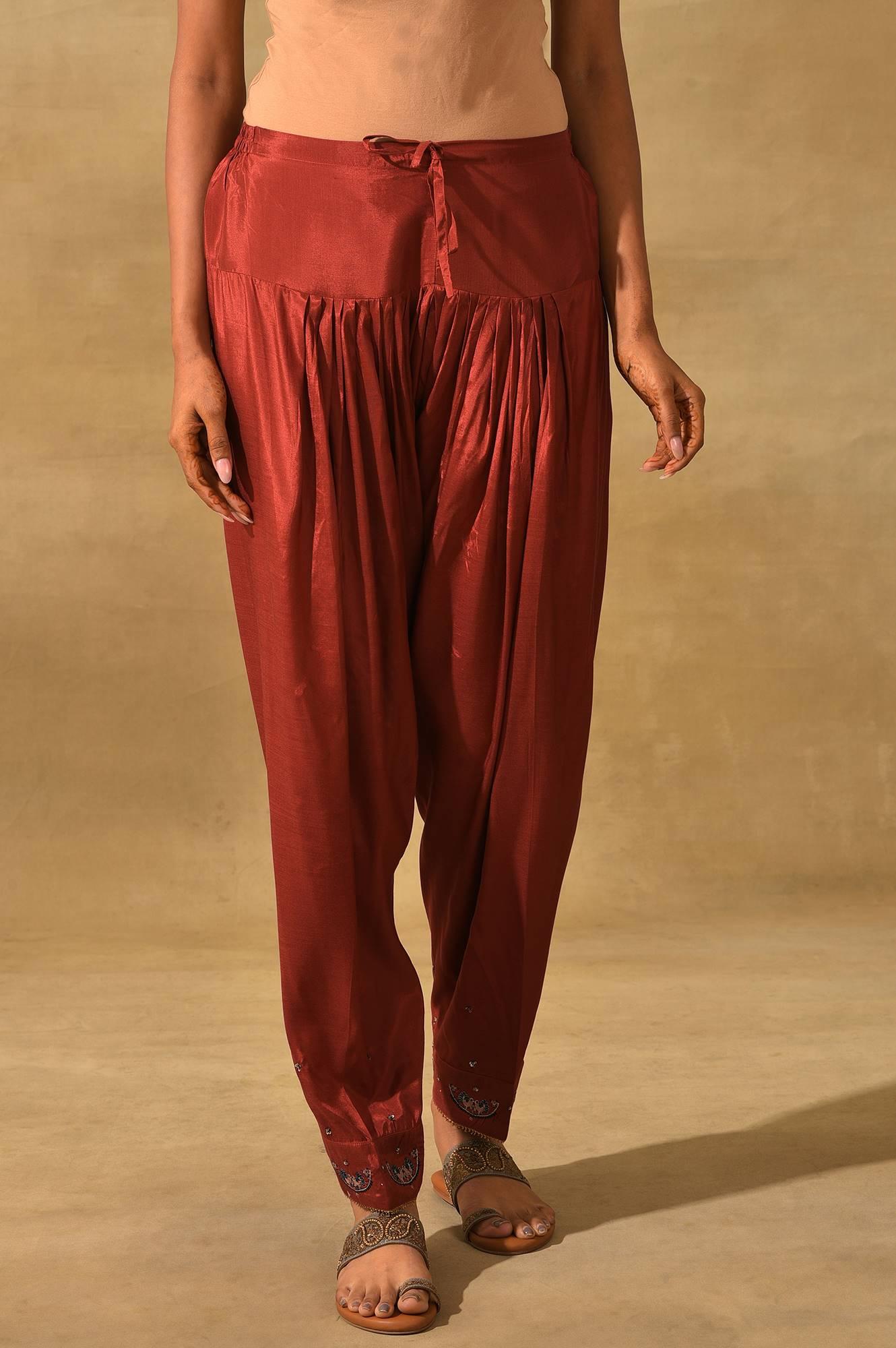 Red Solid Salwar - wforwoman