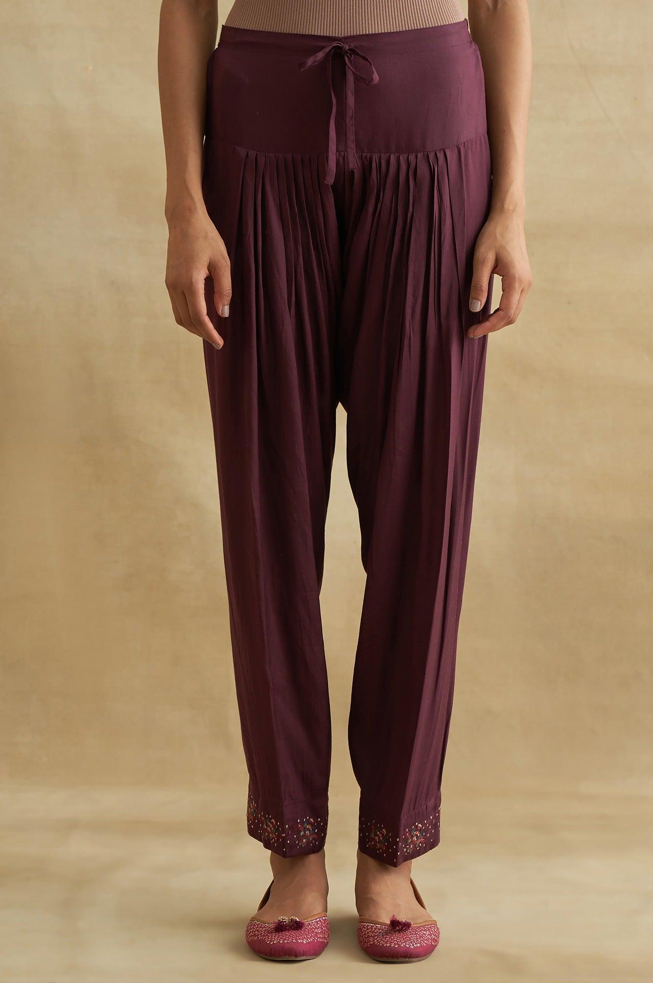 Purple Solid Salwar - wforwoman