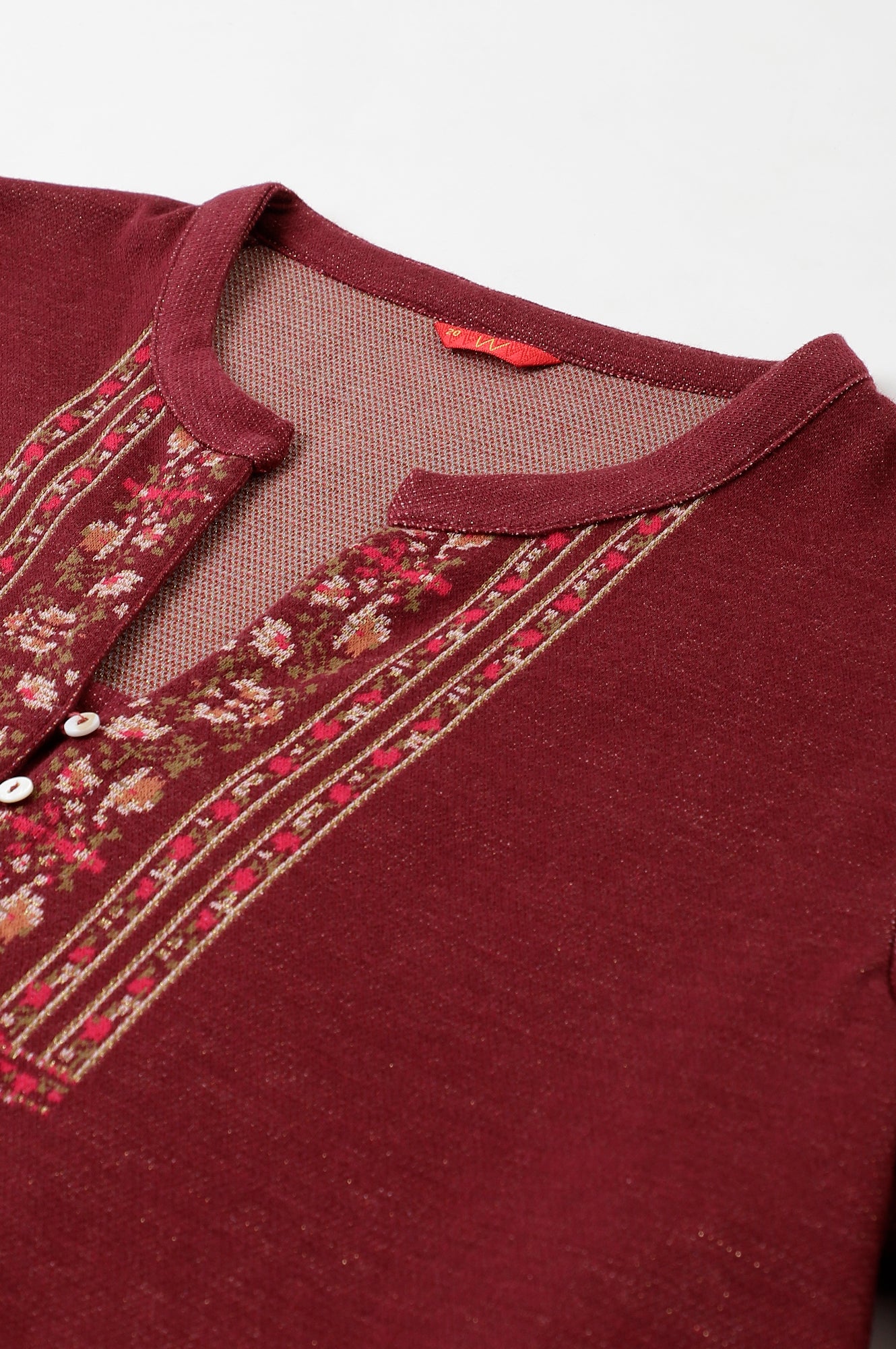 Dark Pink Floral Jacquard Winter kurta