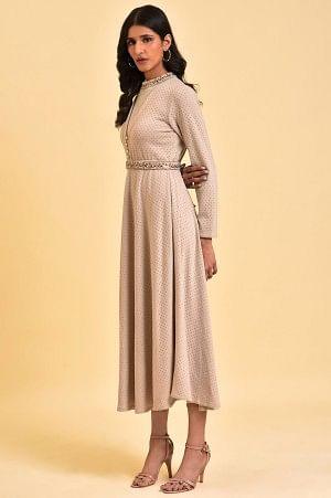 Grey Mock Layered Embellished Dress - wforwoman