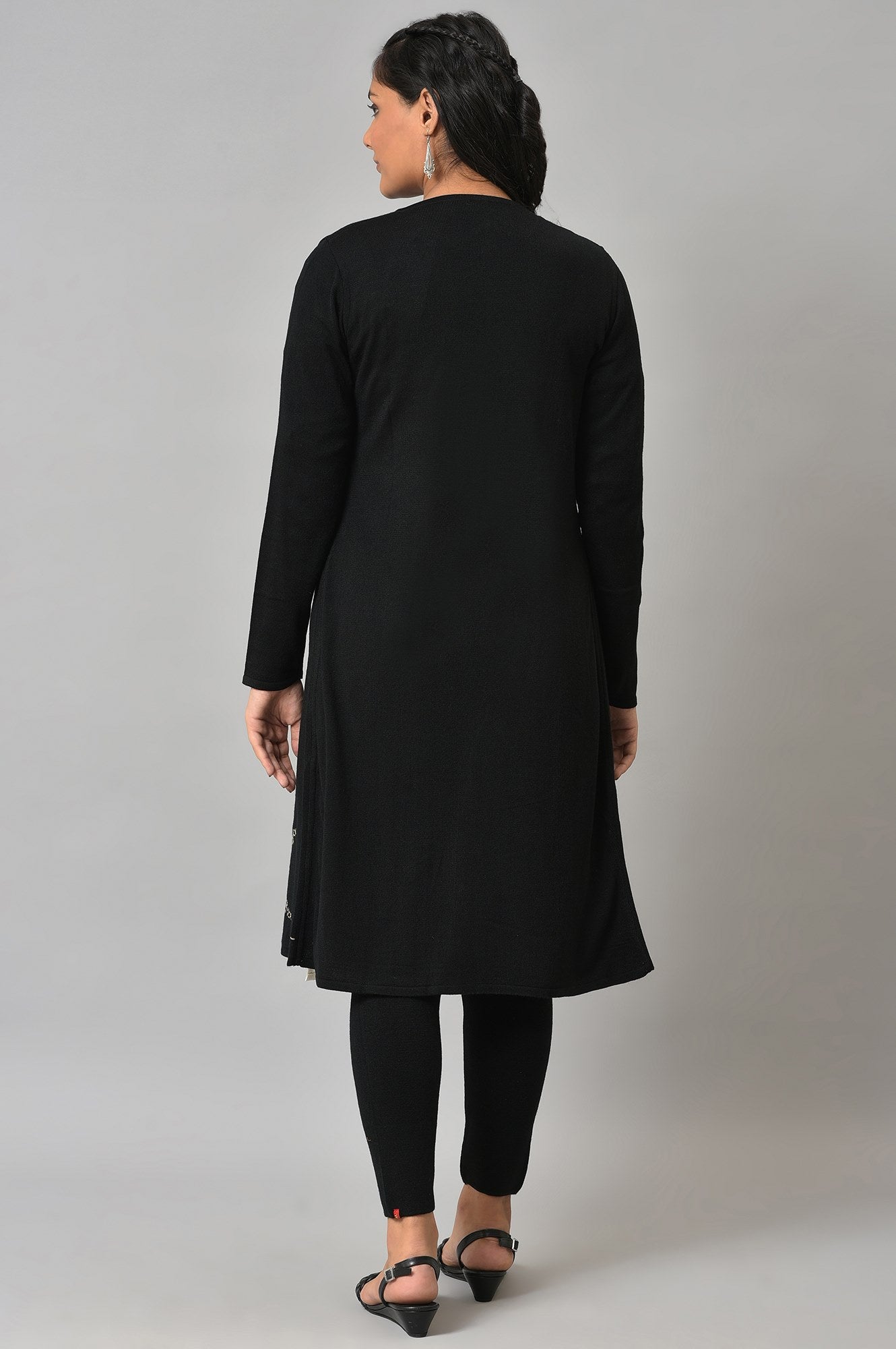 Black Reversible Front Open Women Cardigan