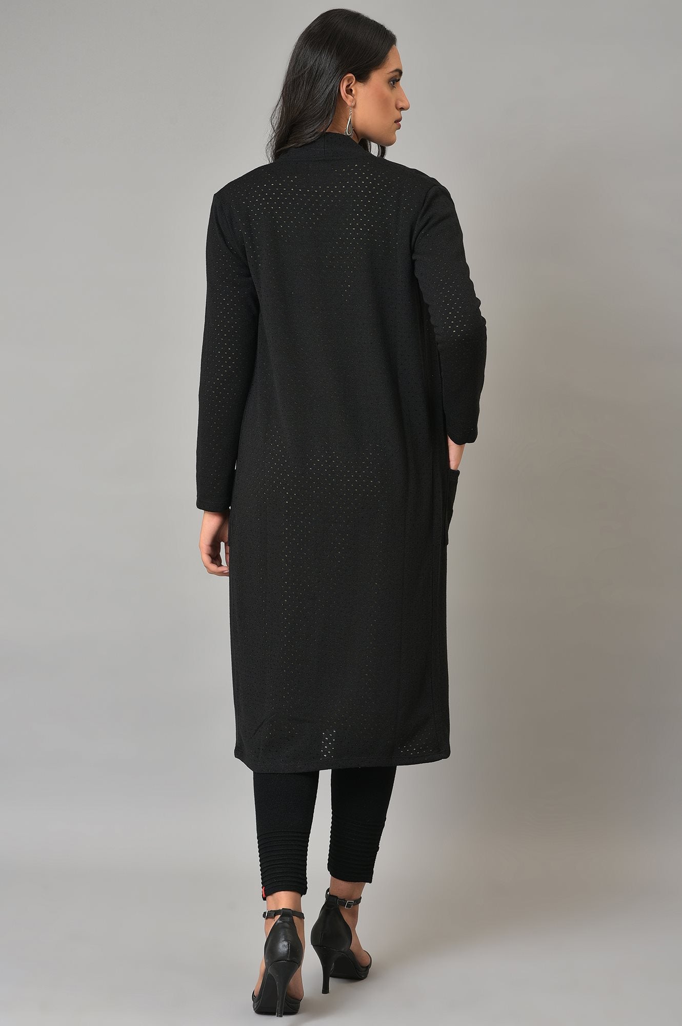Black Front Open Winter Shrug