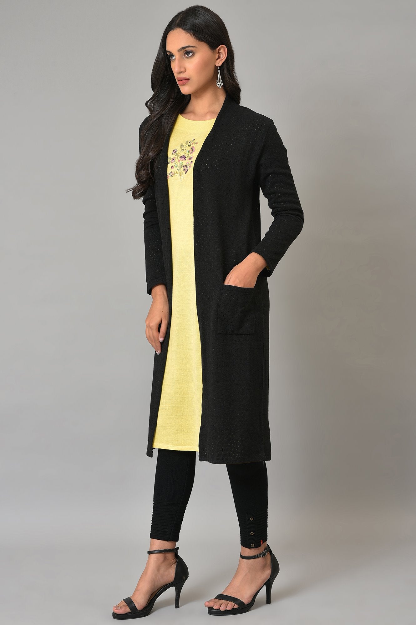 Black Front Open Winter Shrug