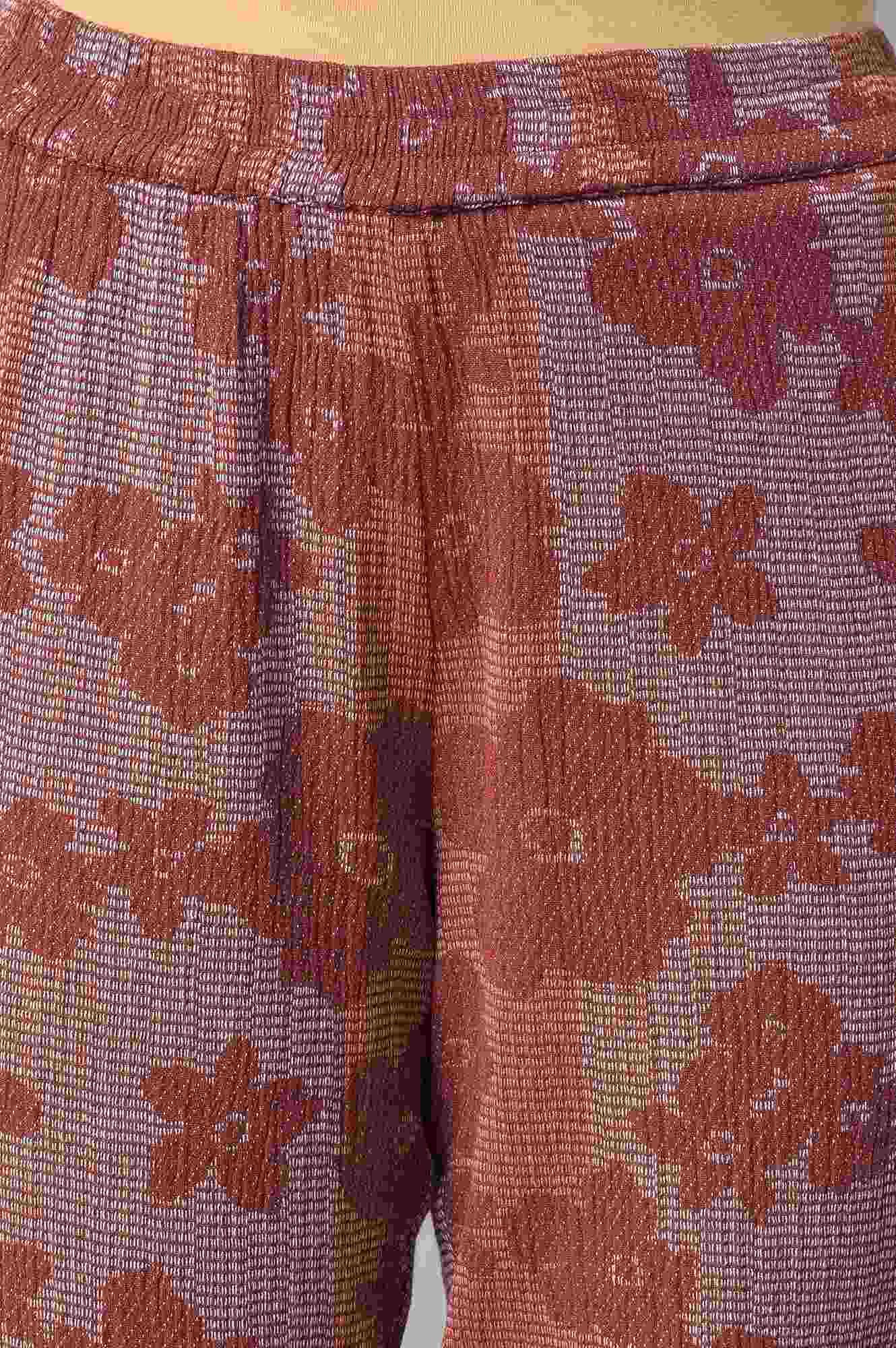 Brown Floral Printed kurta With Slim Pants - wforwoman