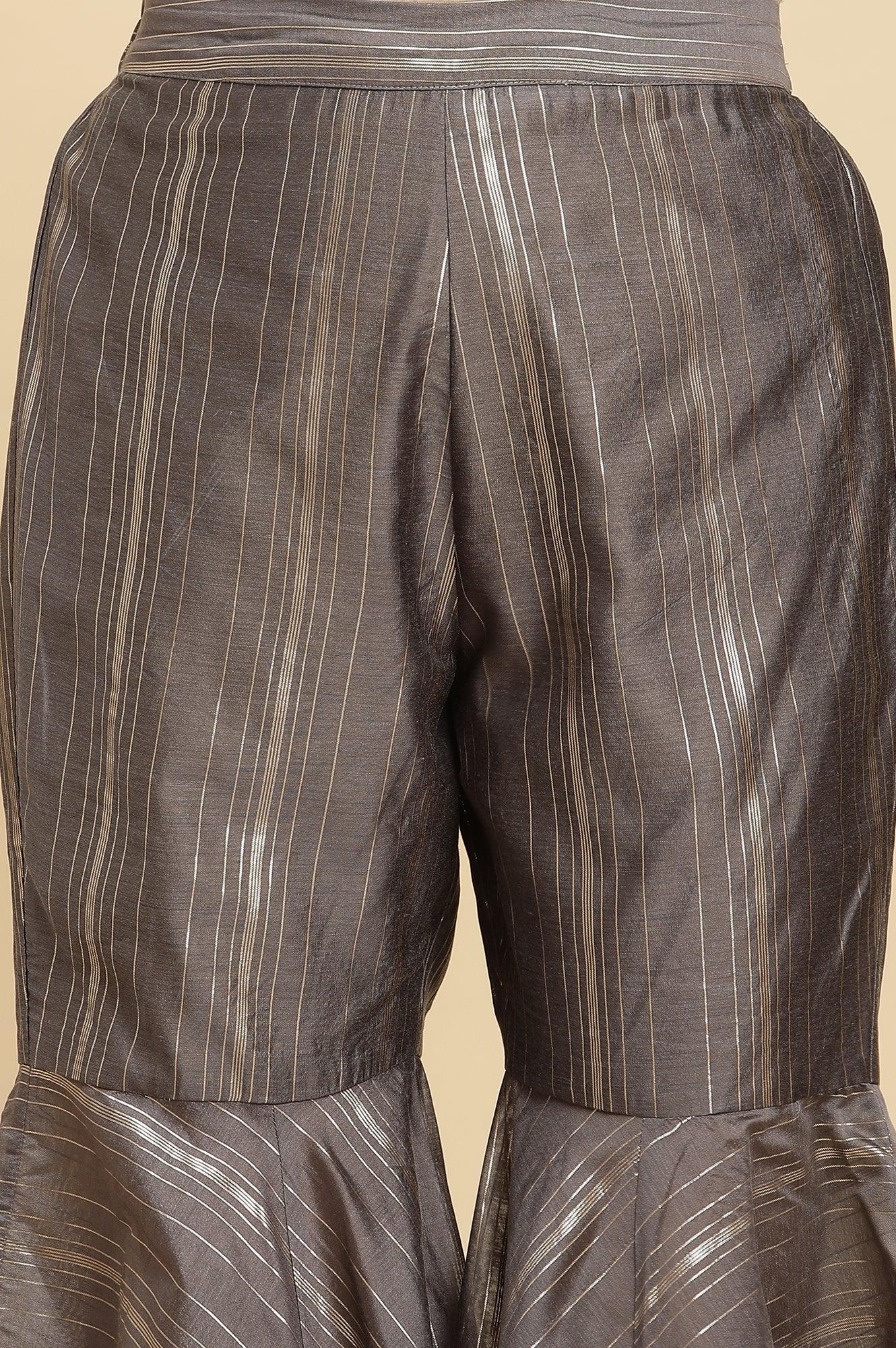 Light Grey Embroidered Heavy Festive Kurta And Sharara And Dupatta Set - wforwoman