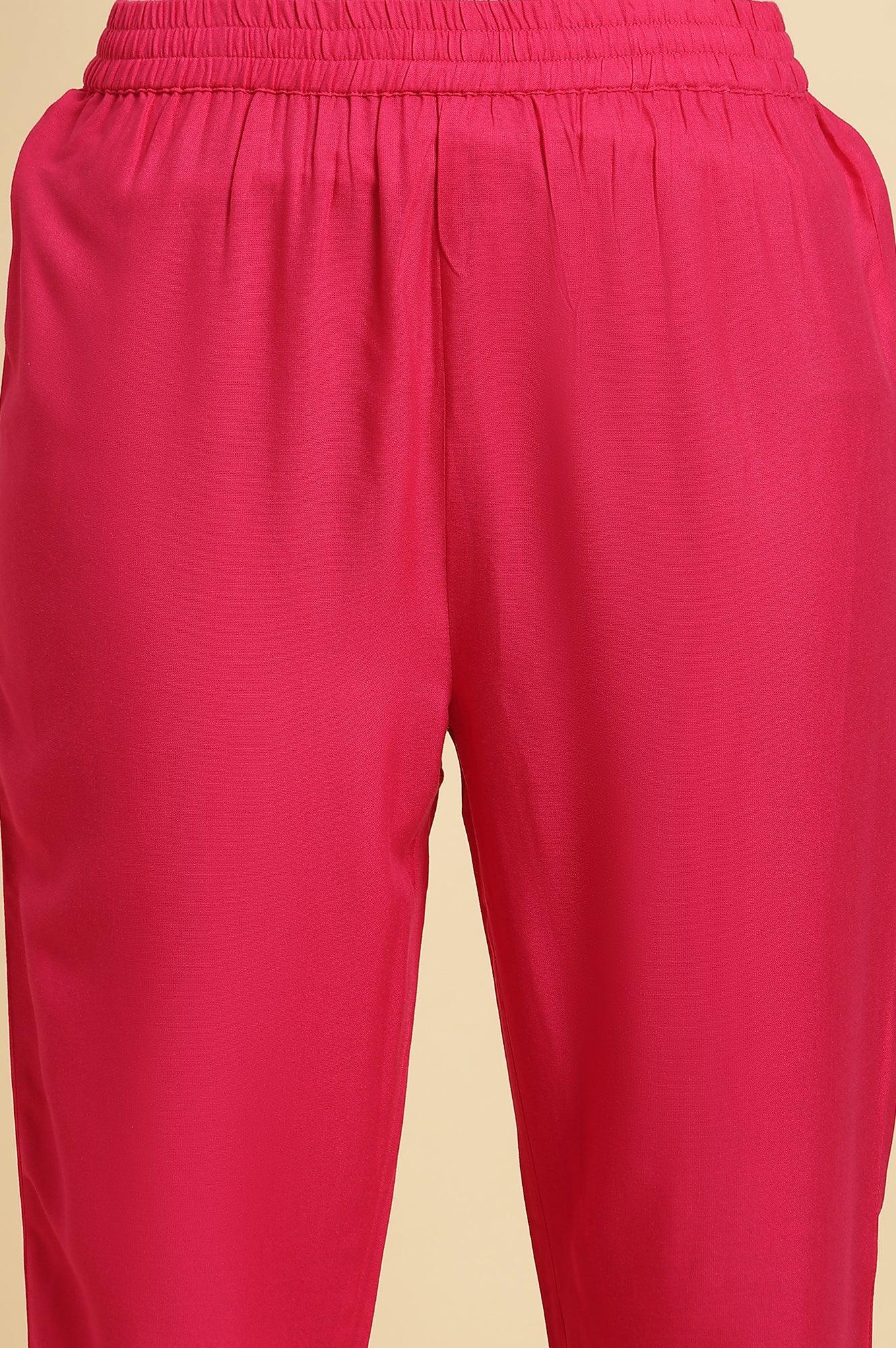 Pink Embellished Festive Kurta, Pants And Dupatta Set - wforwoman